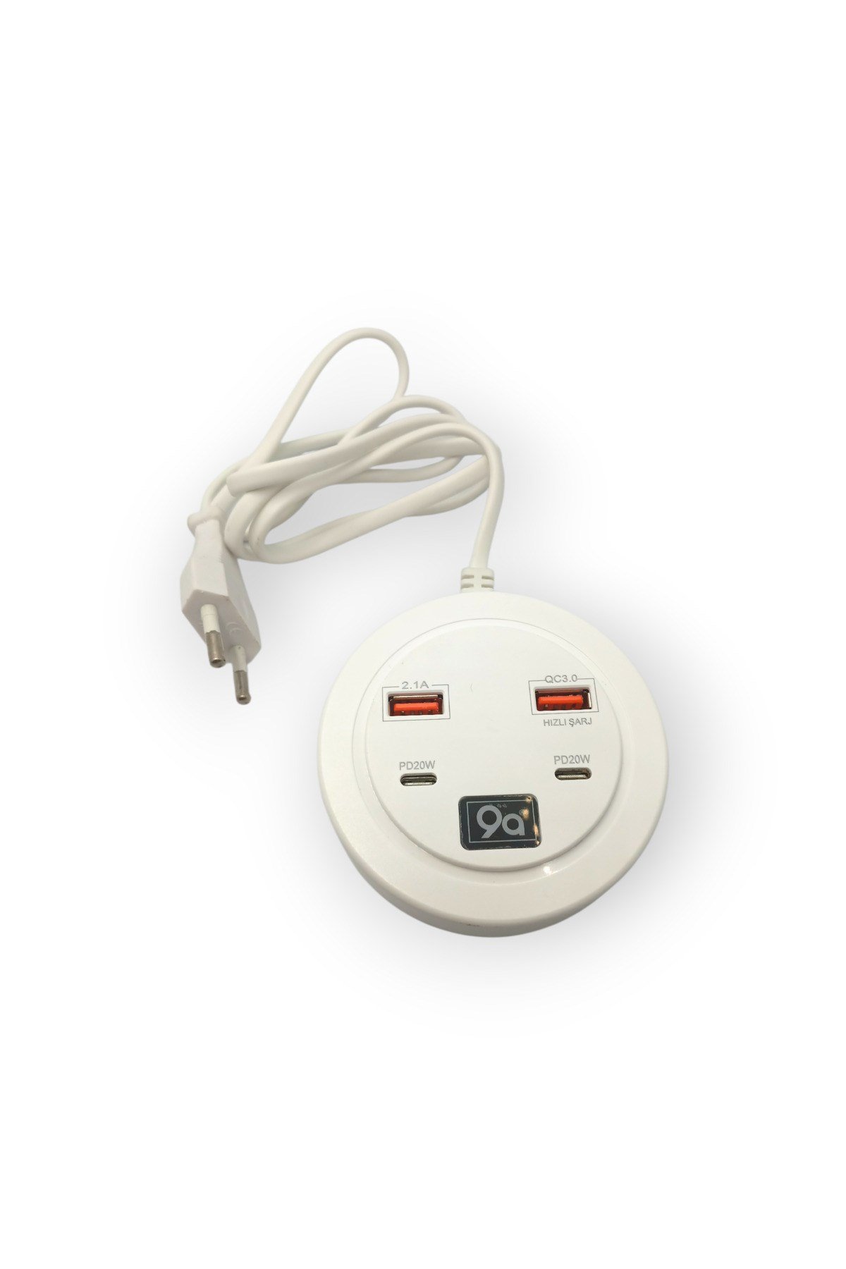 Hızlı Şarj İstasyonu PD 20W + QC 3.0 Masaüstü 4 Portlu Çoklu Şarj Adaptörü 38W (1 Metre Kablolu)