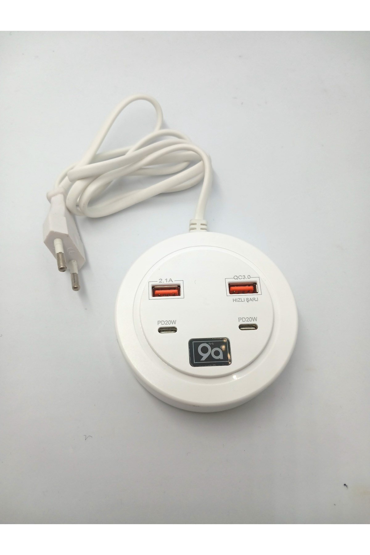 Hızlı Şarj İstasyonu PD 20W + QC 3.0 Masaüstü 4 Portlu Çoklu Şarj Adaptörü 38W (1 Metre Kablolu)