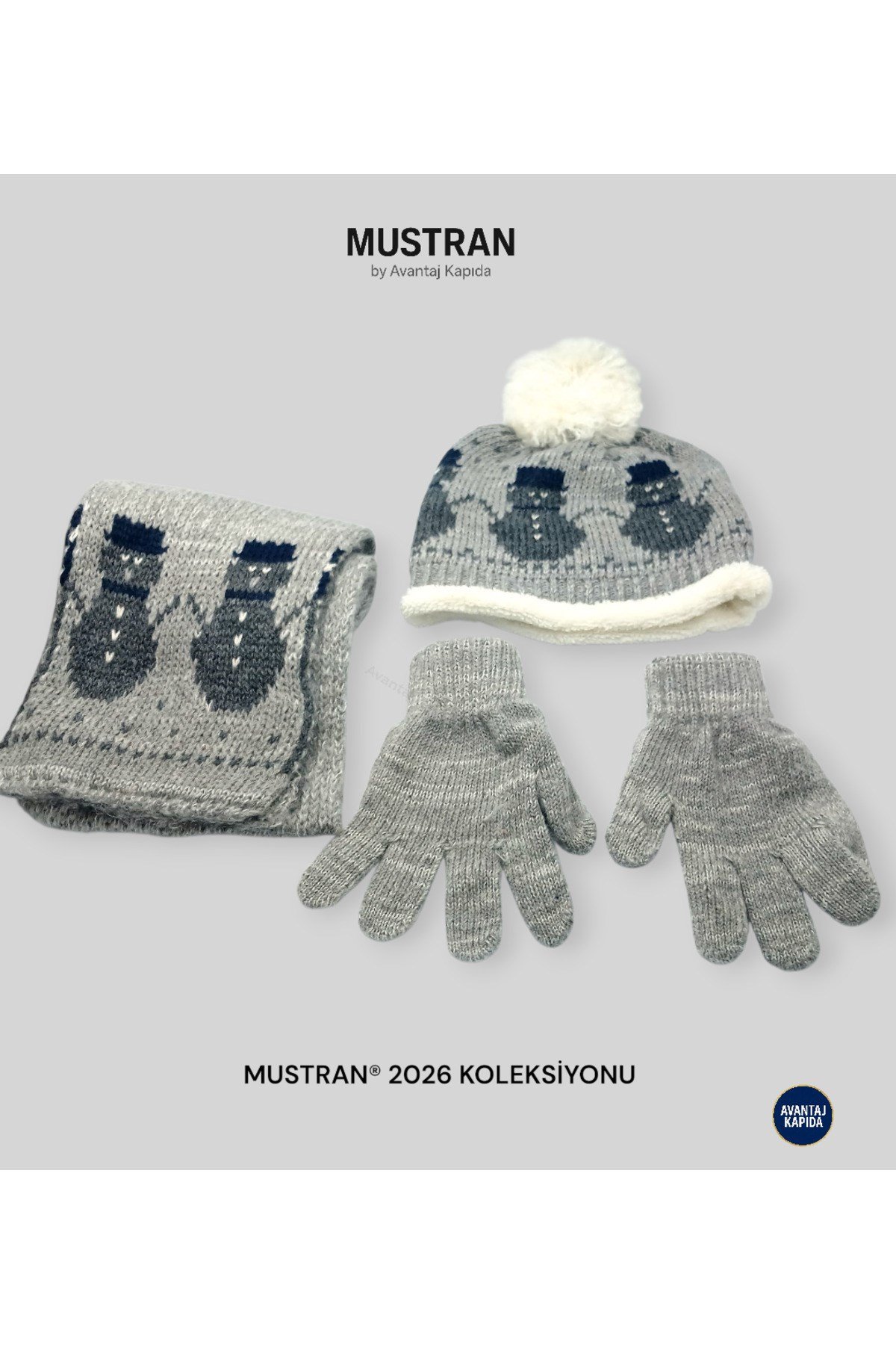 İçi Kürklü 4-8 Yaş Çocuk Bere Eldiven Atkı 3lü Set Kulakçıklı Örgü Polar Kışlık Sıcak