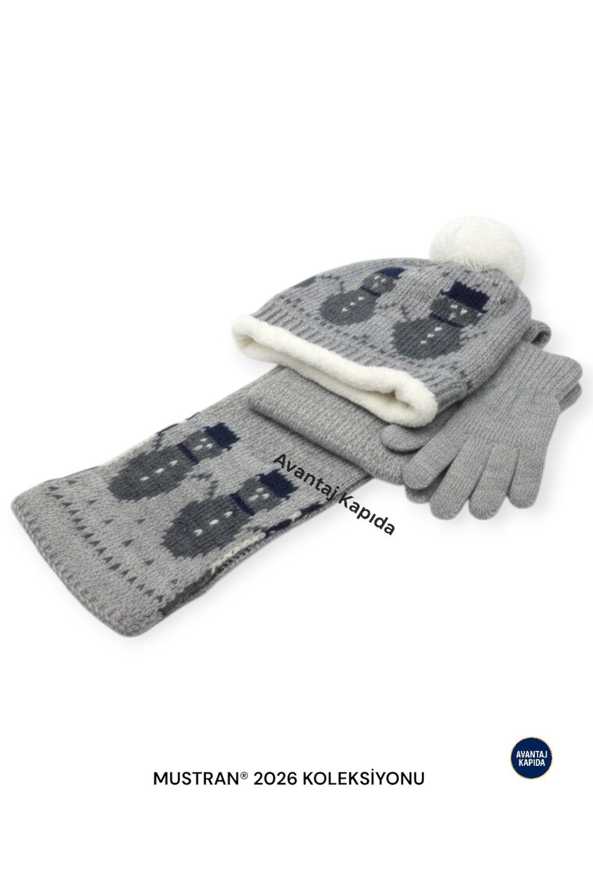 İçi Kürklü 4-8 Yaş Çocuk Bere Eldiven Atkı 3lü Set Kulakçıklı Örgü Polar Kışlık Sıcak