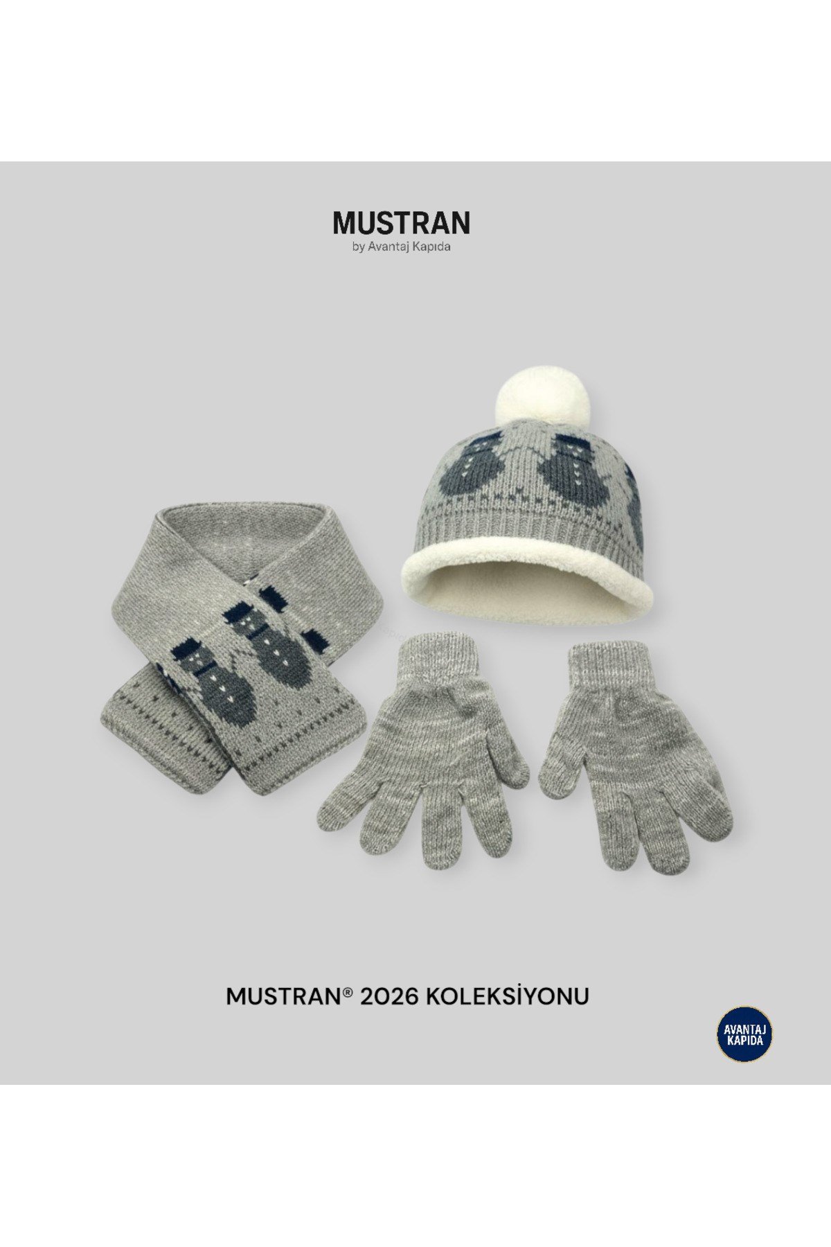 İçi Kürklü 4-8 Yaş Çocuk Bere Eldiven Atkı 3lü Set Kulakçıklı Örgü Polar Kışlık Sıcak