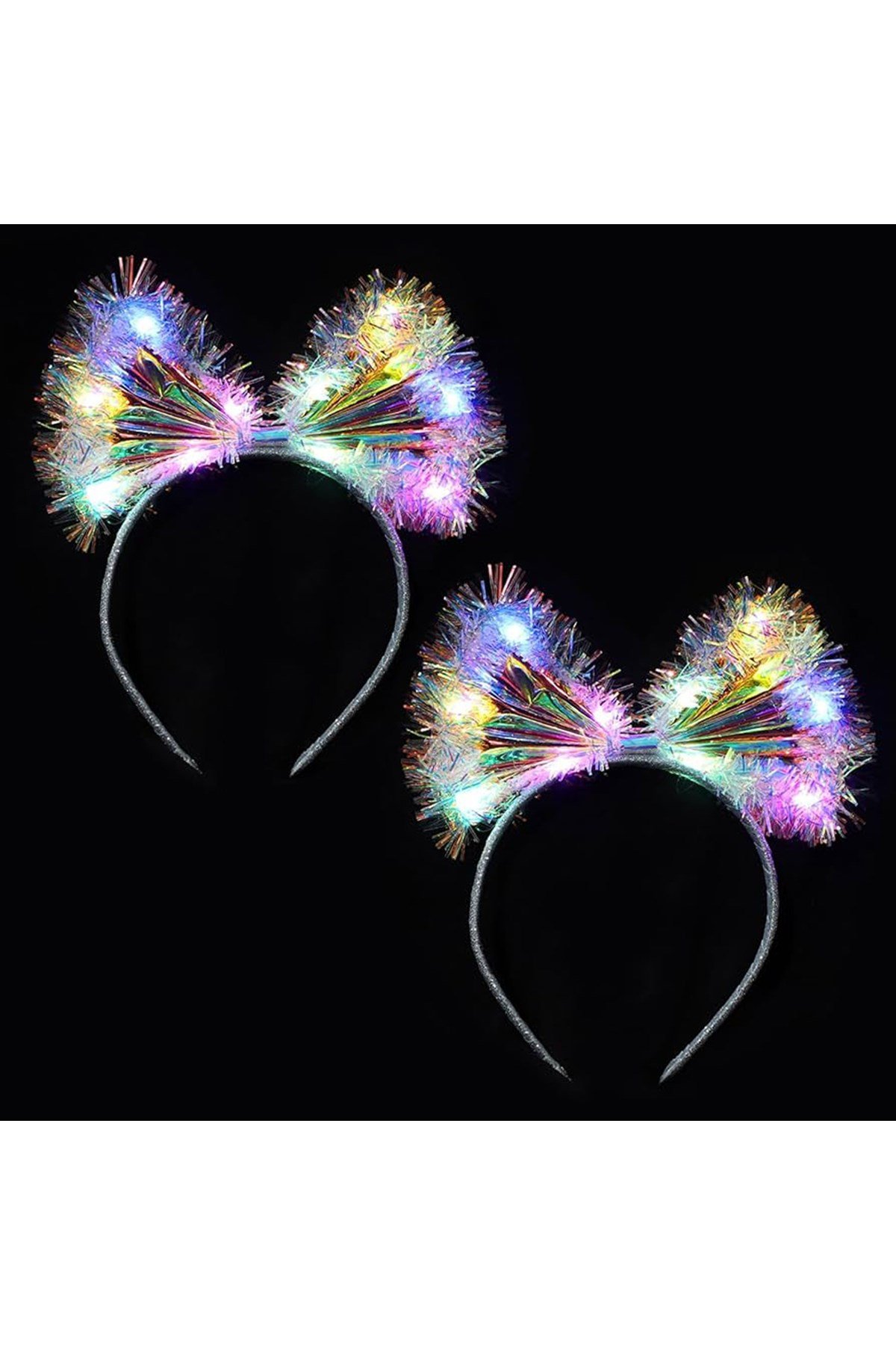 Işıltılı Fiber Fiyonk Gece Tacı Işıklı Ledli Eğlence Tacı 1 Adet 20x21 cm