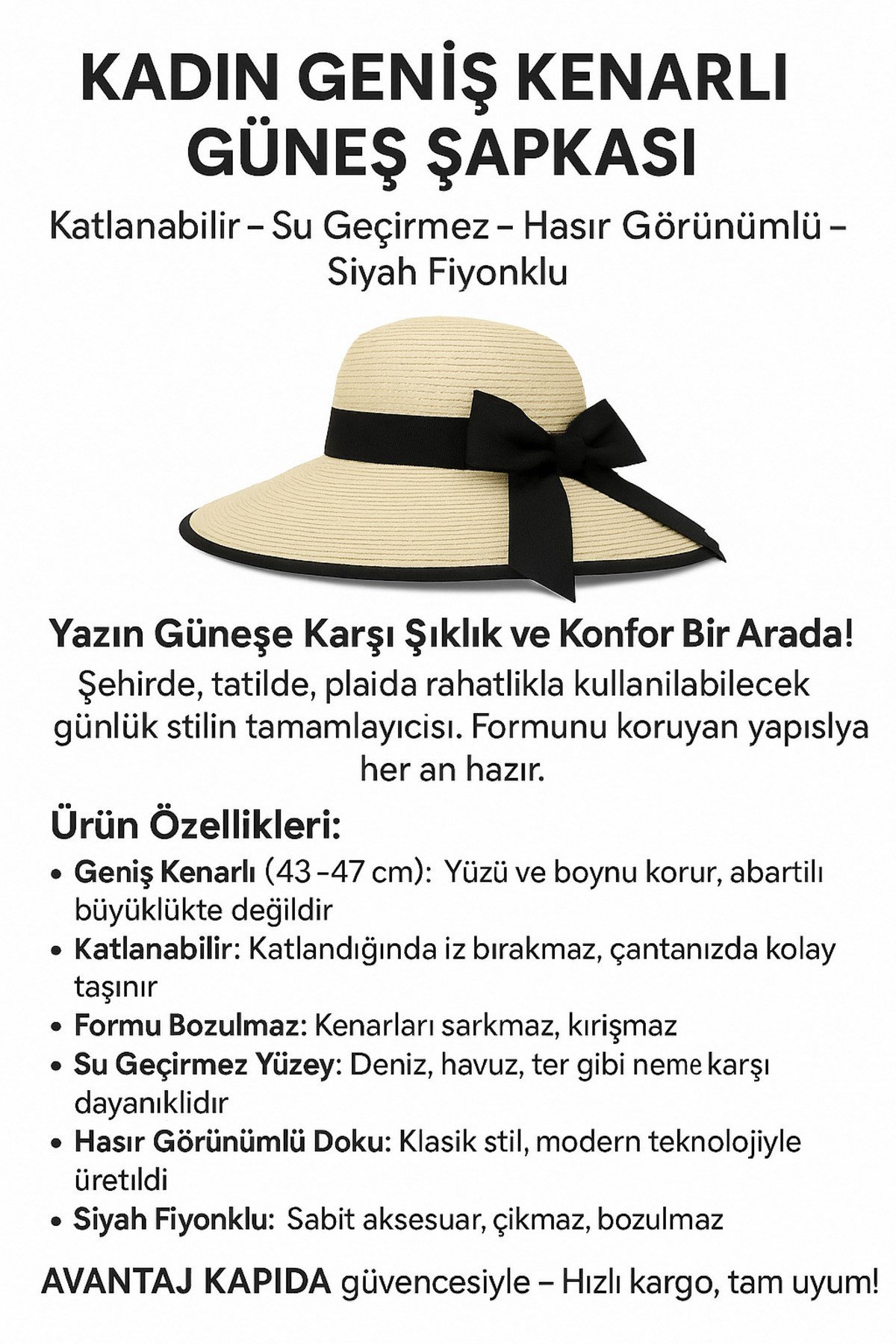 Kadın Geniş Kenarlı Şapka 43 Cm Dış Çaplı Yazlık Güneş Şapkası • Açık Tarçın