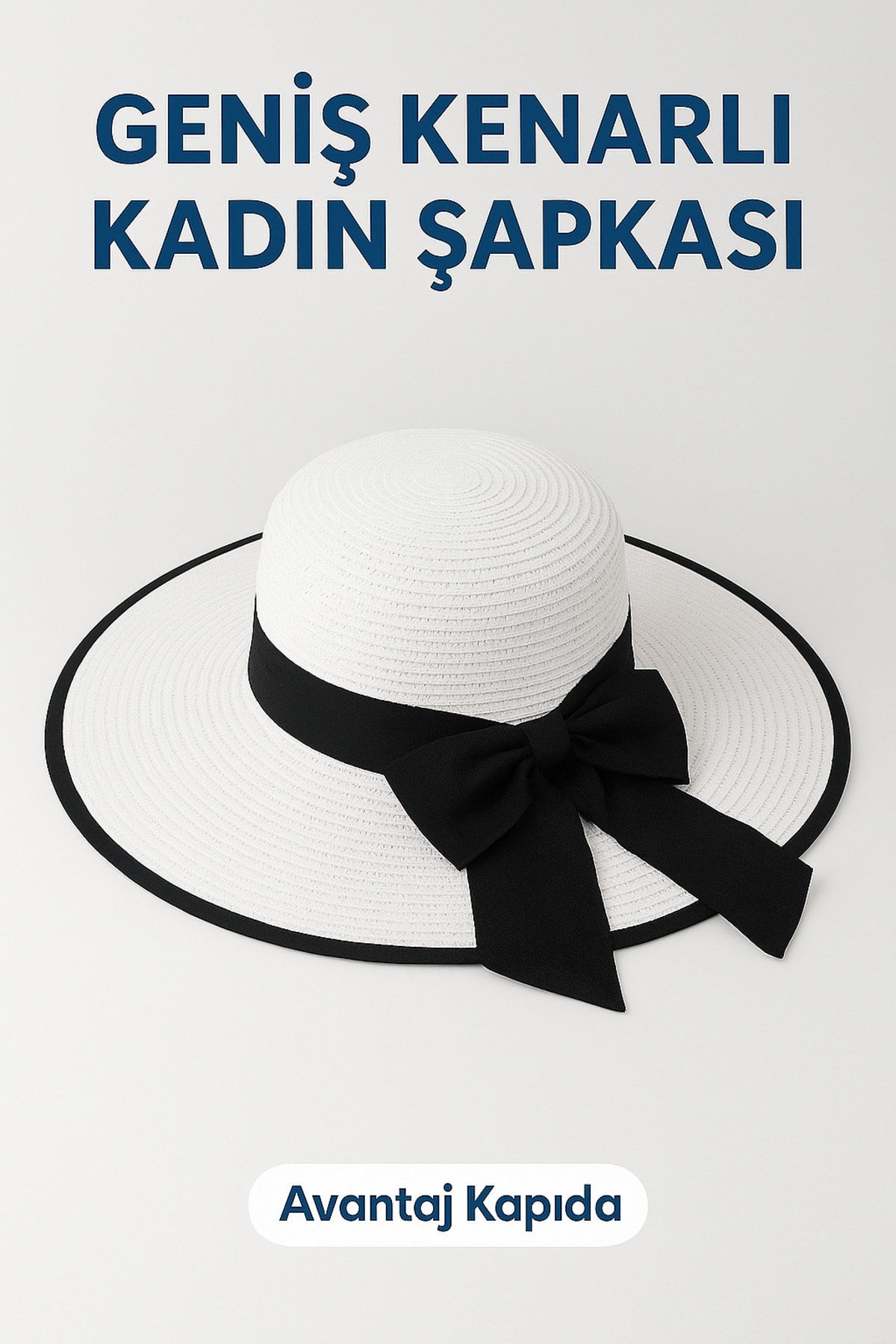 Kadın Yazlık Hasır Güneş Şapkası – Geniş Siperlikli – 43 Cm Dıştan Dışa Ölçü – Uv Koruma Krem