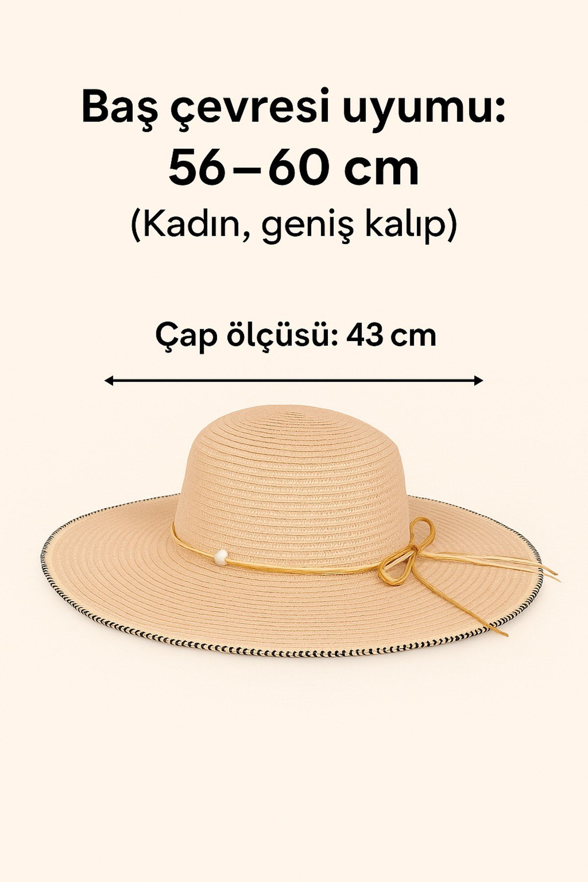 Kadın Yazlık Hasır Şapka - Geniş Kenarlı UV Koruyucu, Kurdele Detaylı