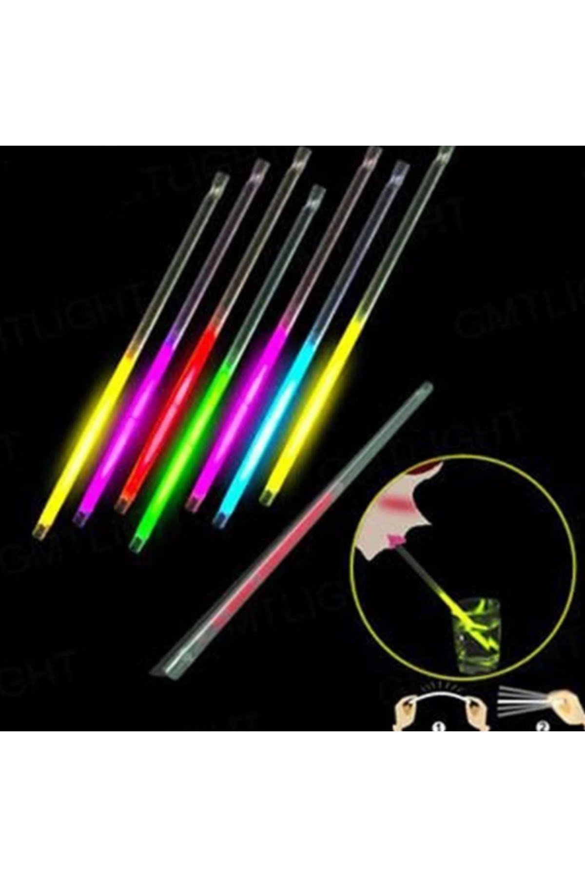Karanlıkta Parlayan Glow Fosforlu Pipet 3 Renk 3 Adet