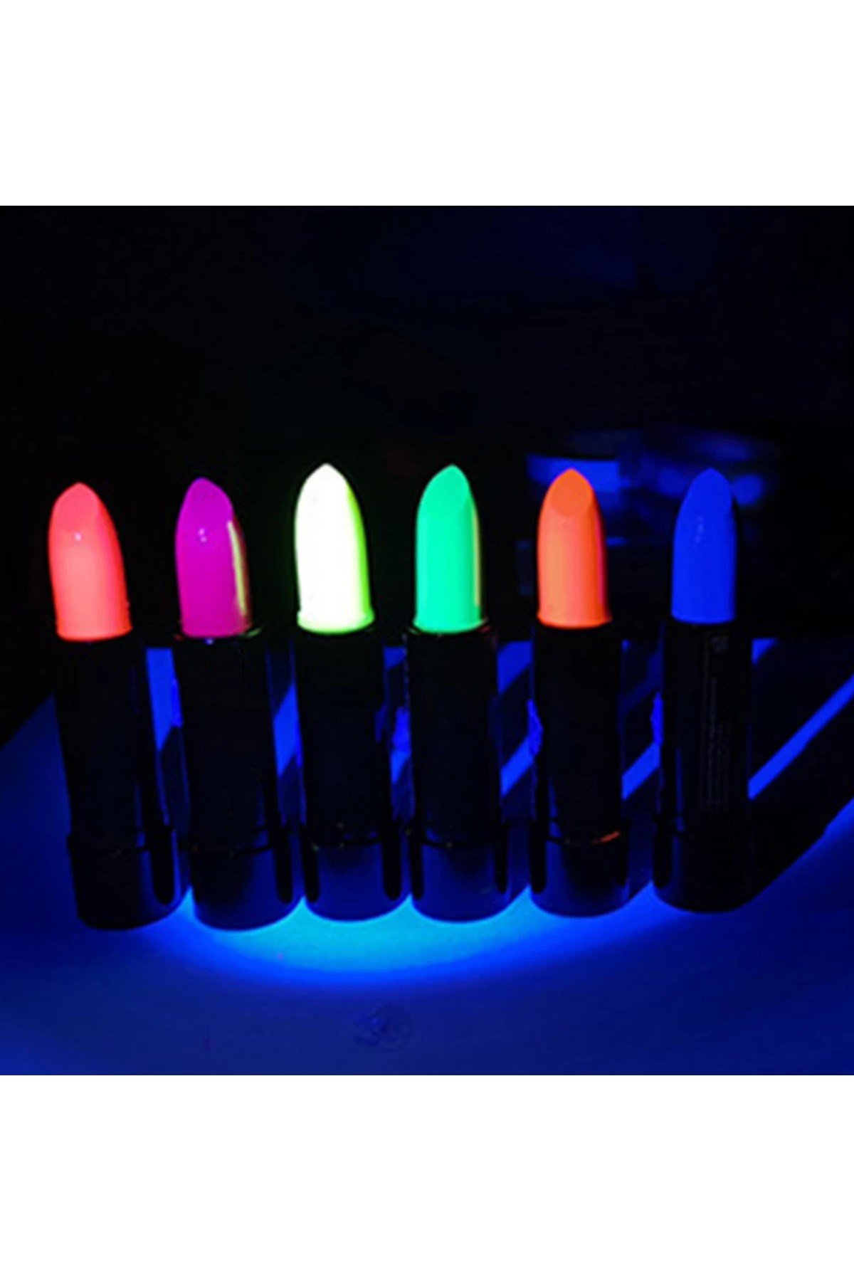 Karanlıkta Parlayan Yanan UV Neon Ruj Yüz Boyama 6 Adet 6 Renk
