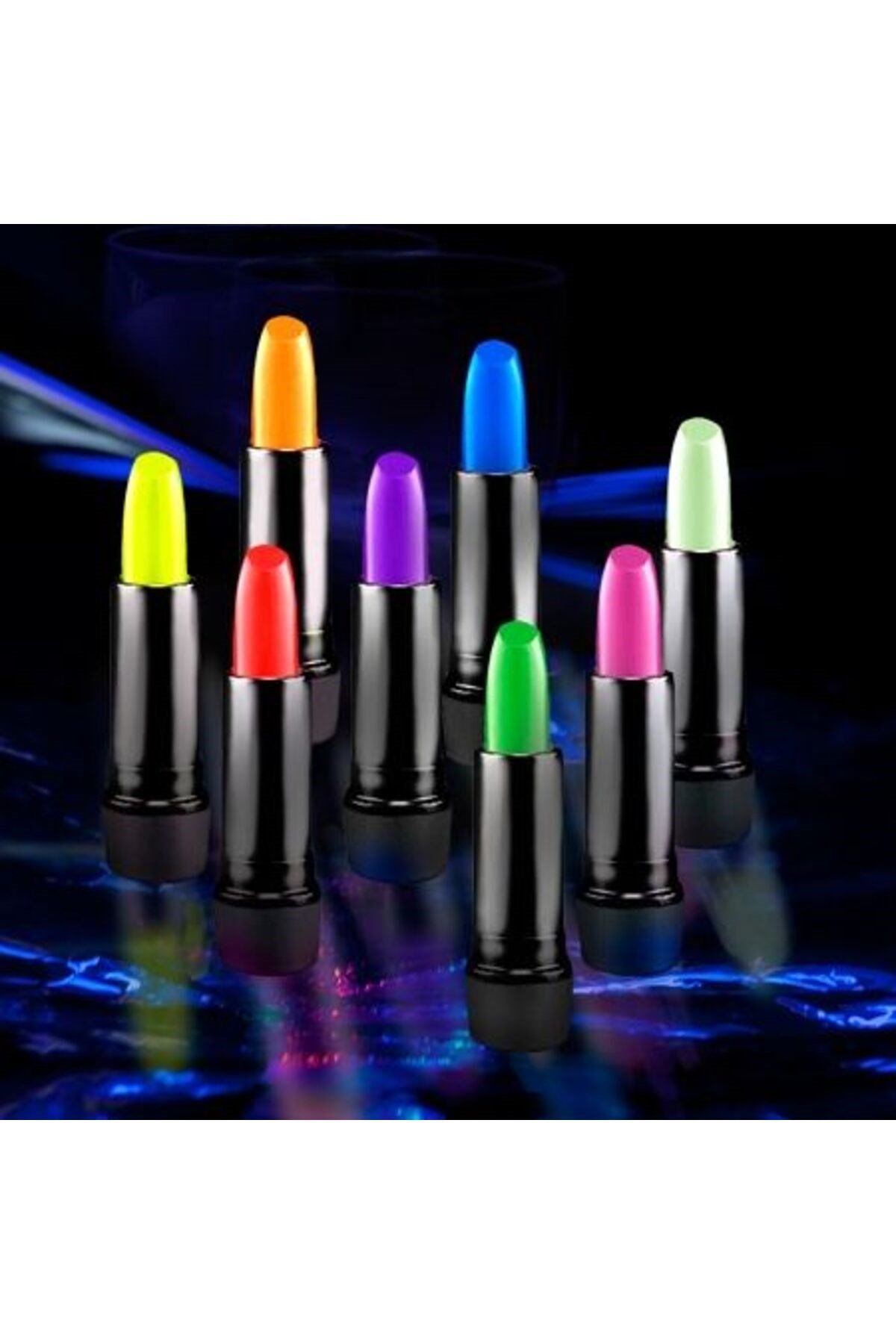 Karanlıkta Parlayan Yanan UV Neon Ruj Yüz Boyama 6 Adet 6 Renk