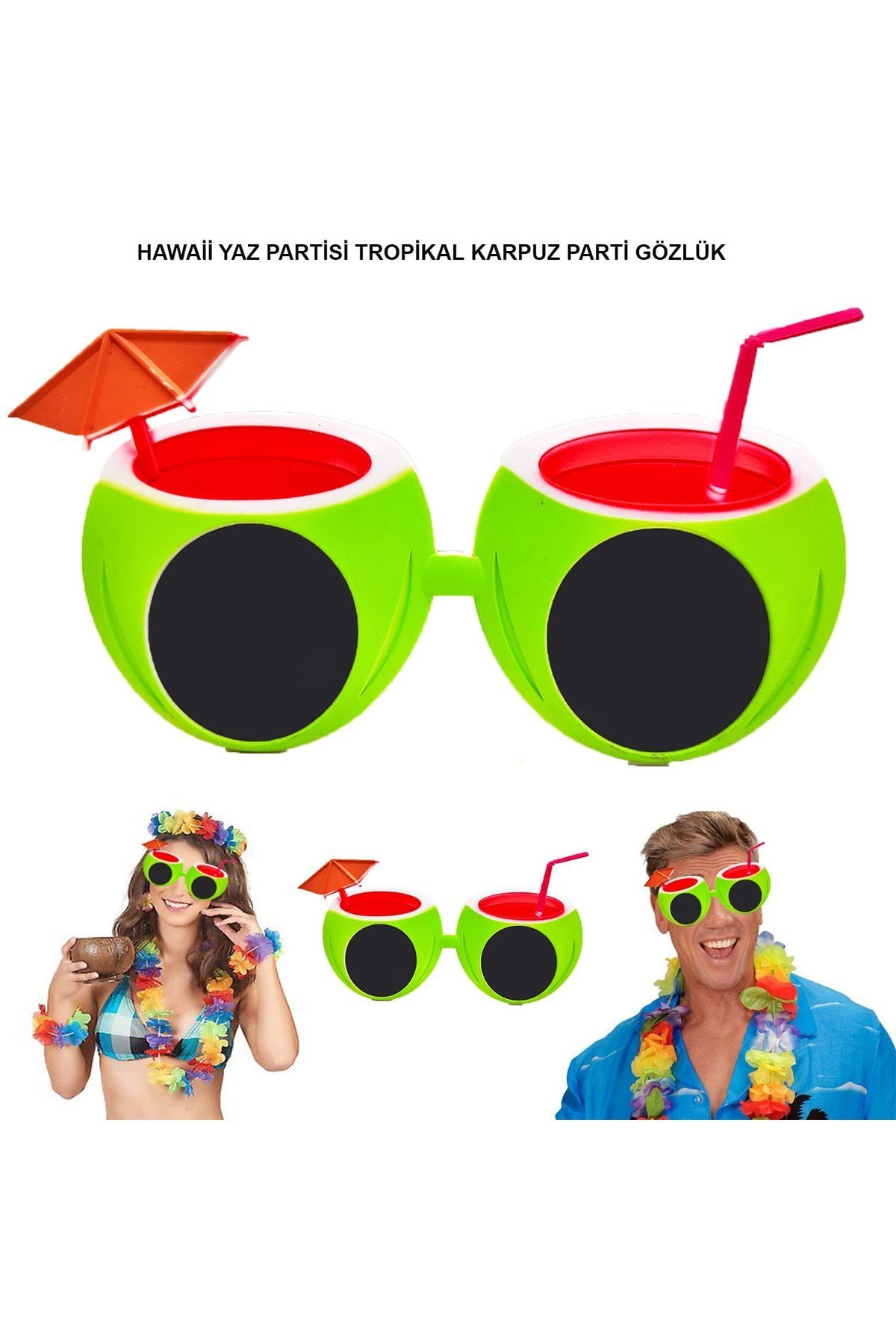 Karpuz Şekilli Tropikal Hawaii Yaza Merhaba Parti Gözlüğü