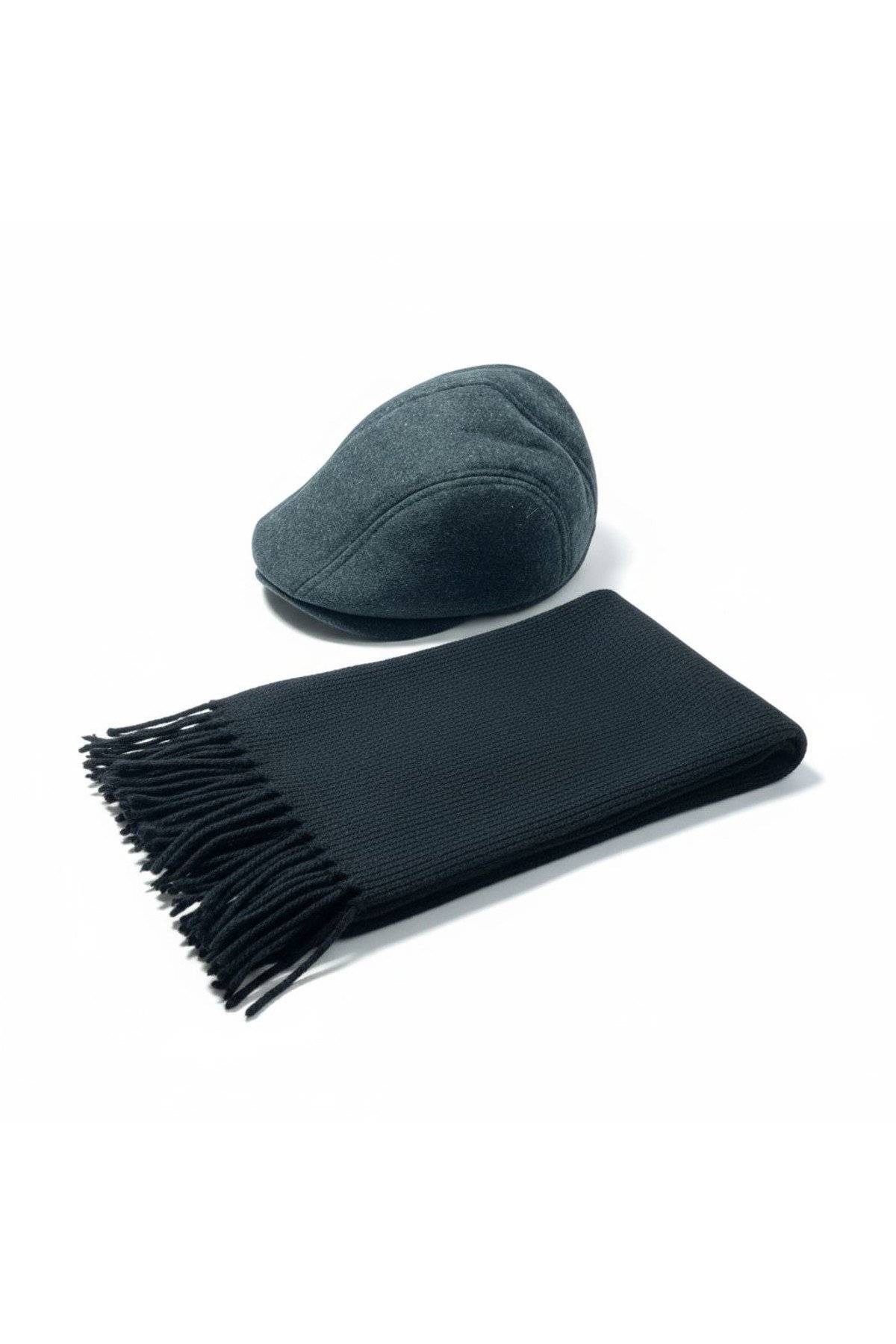 Kasket Şapka ve Triko Atkı 2’li Kışlık Set | Unisex Kulak Korumalı Sıcak Tutucu Örgü Takım
