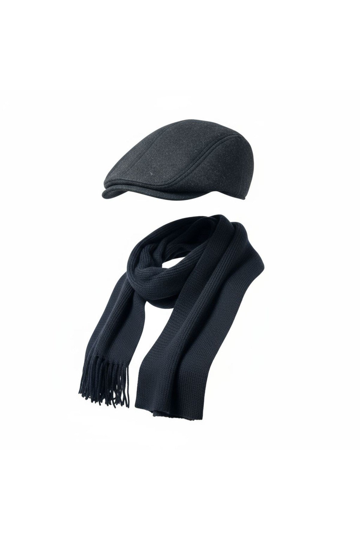 Kasket Şapka ve Triko Atkı 2’li Kışlık Set | Unisex Kulak Korumalı Sıcak Tutucu Örgü Takım