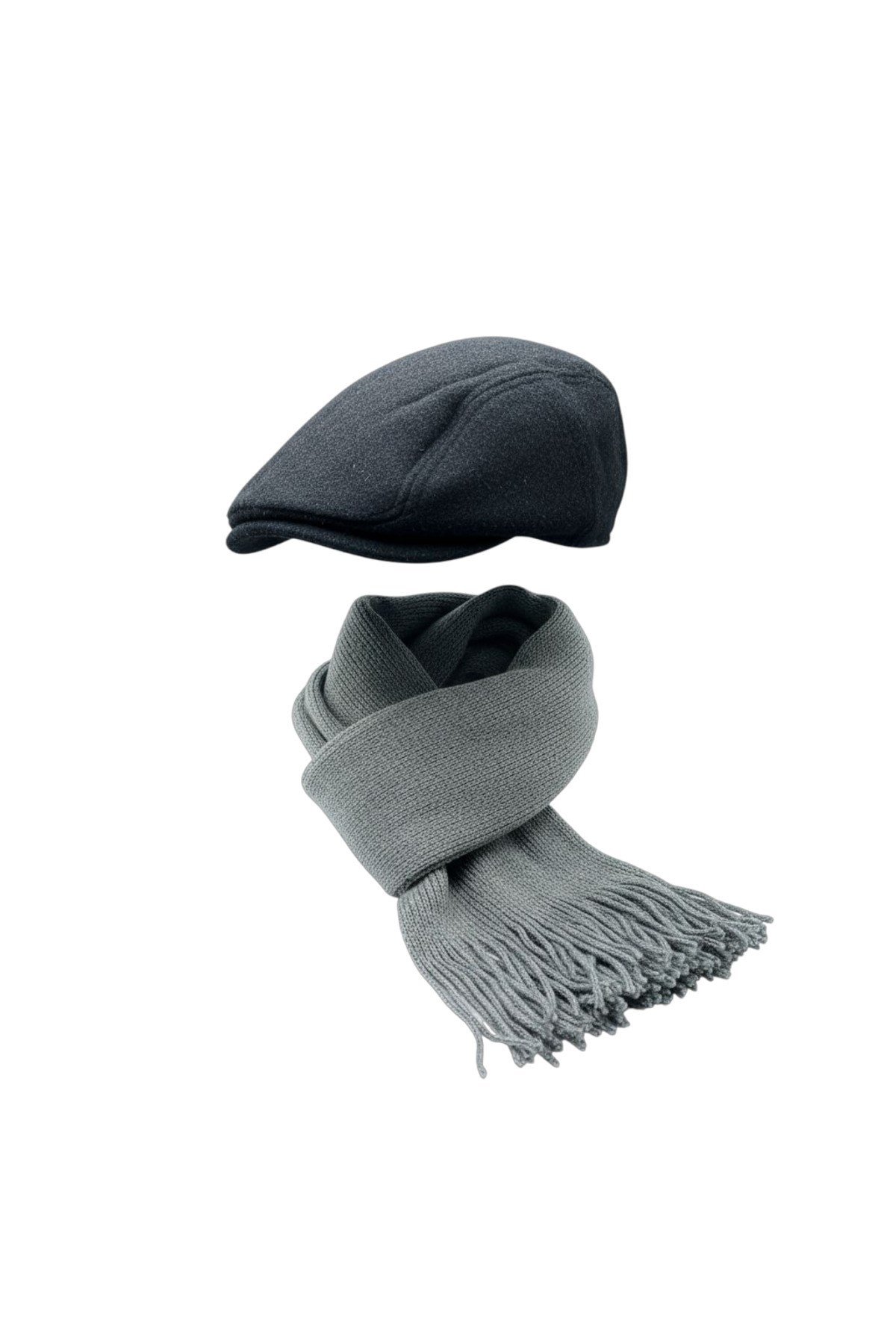 Kasket Şapka ve Triko Atkı 2’li Kışlık Set | Unisex Kulak Korumalı Sıcak Tutucu Örgü Takım