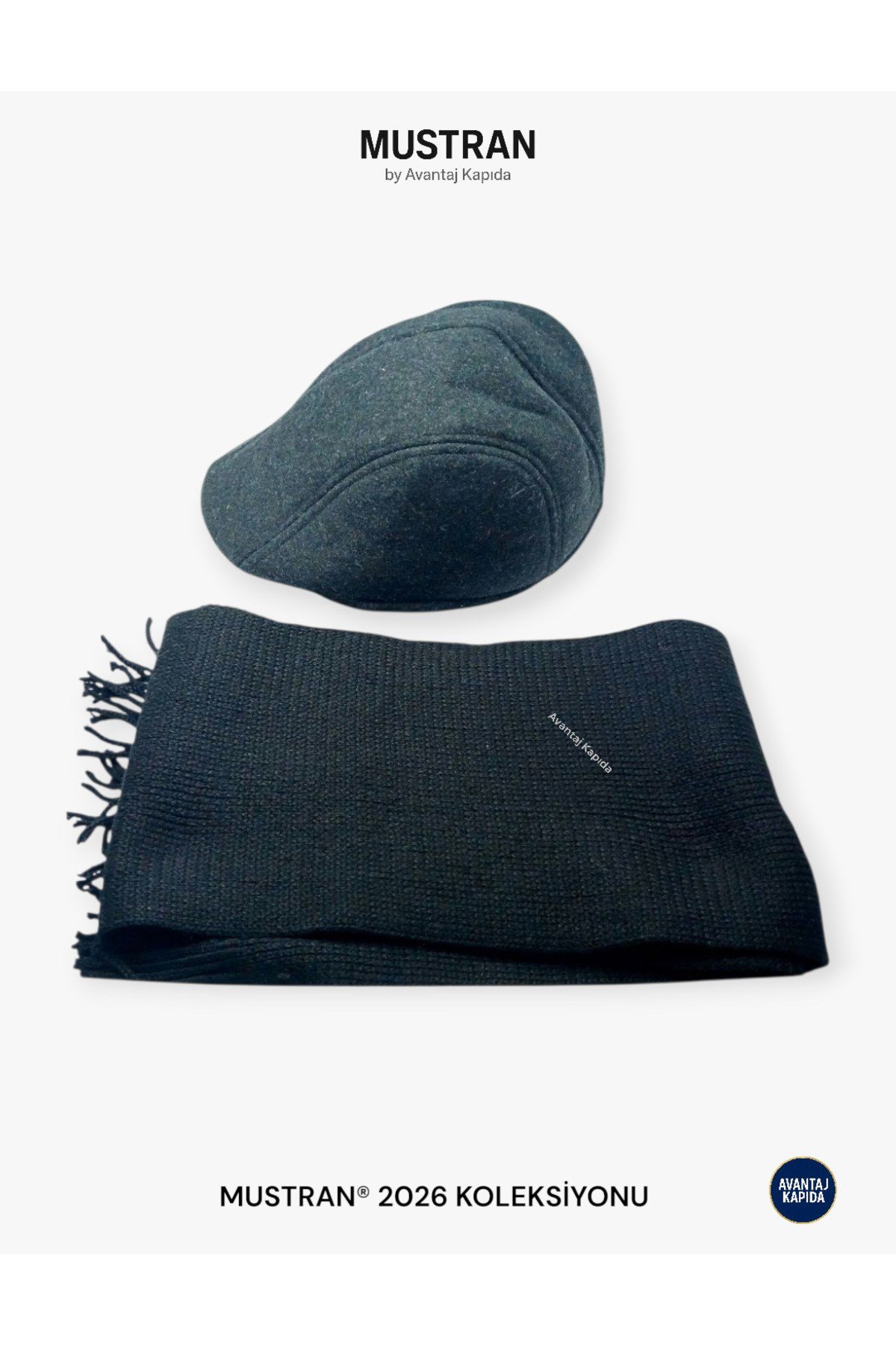 Kasket Şapka ve Triko Atkı 2’li Kışlık Set | Unisex Kulak Korumalı Sıcak Tutucu Örgü Takım
