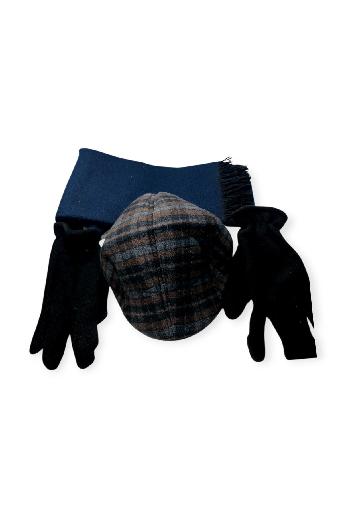 Kasket Şapka ve Triko Atkı ve Eldiven 3 Lü Kışlık Set | Unisex Kulak Korumalı Sıcak Tutucu Takım
