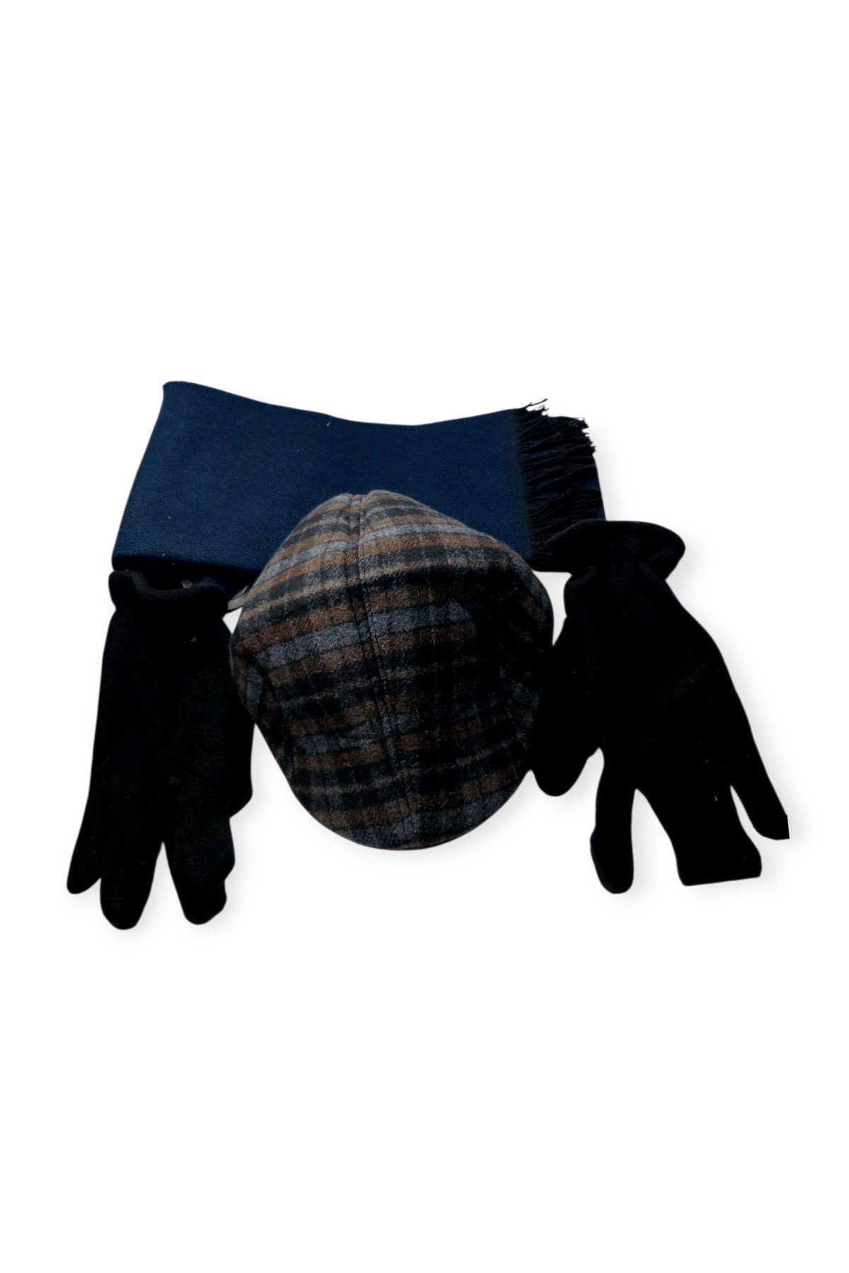 Kasket Şapka ve Triko Atkı ve Eldiven 3 Lü Kışlık Set | Unisex Kulak Korumalı Sıcak Tutucu Takım