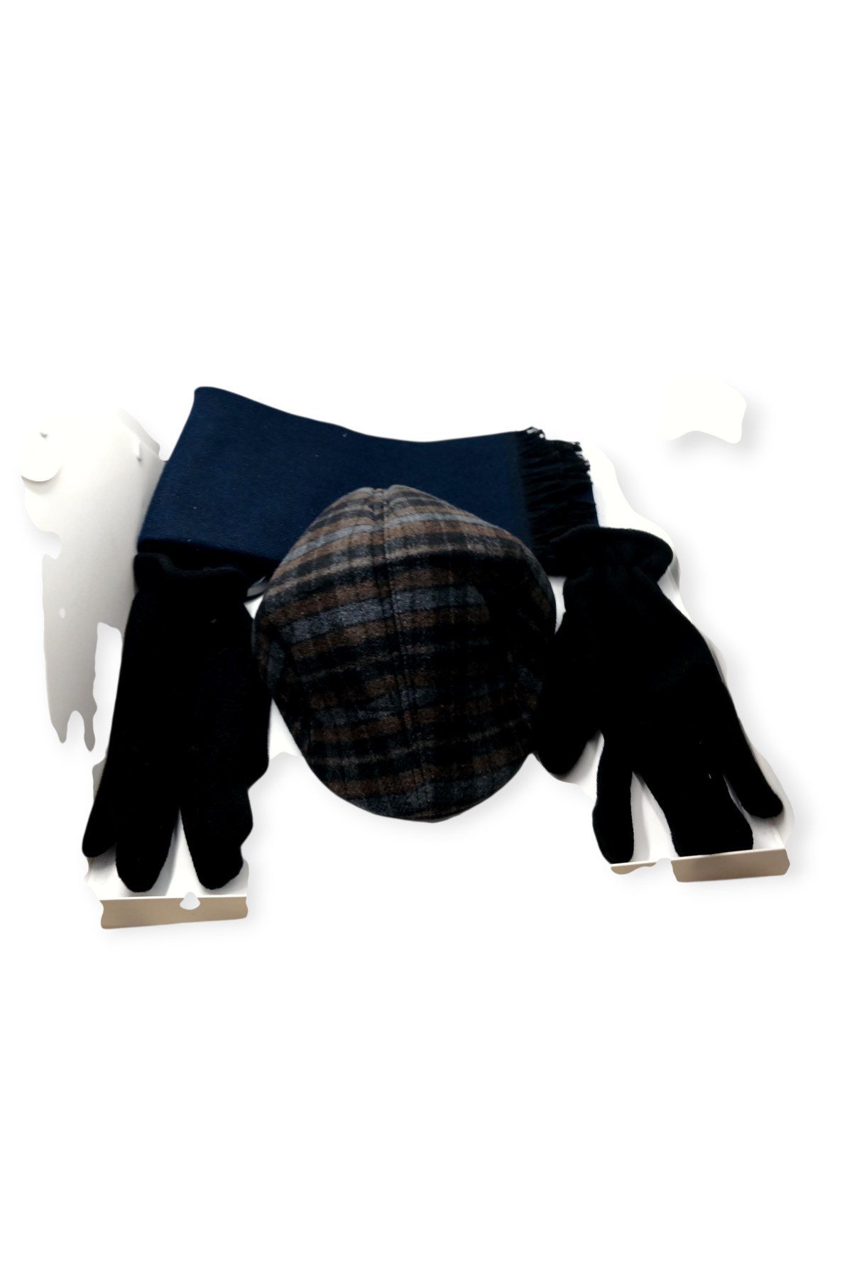 Kasket Şapka ve Triko Atkı ve Eldiven 3 Lü Kışlık Set | Unisex Kulak Korumalı Sıcak Tutucu Takım