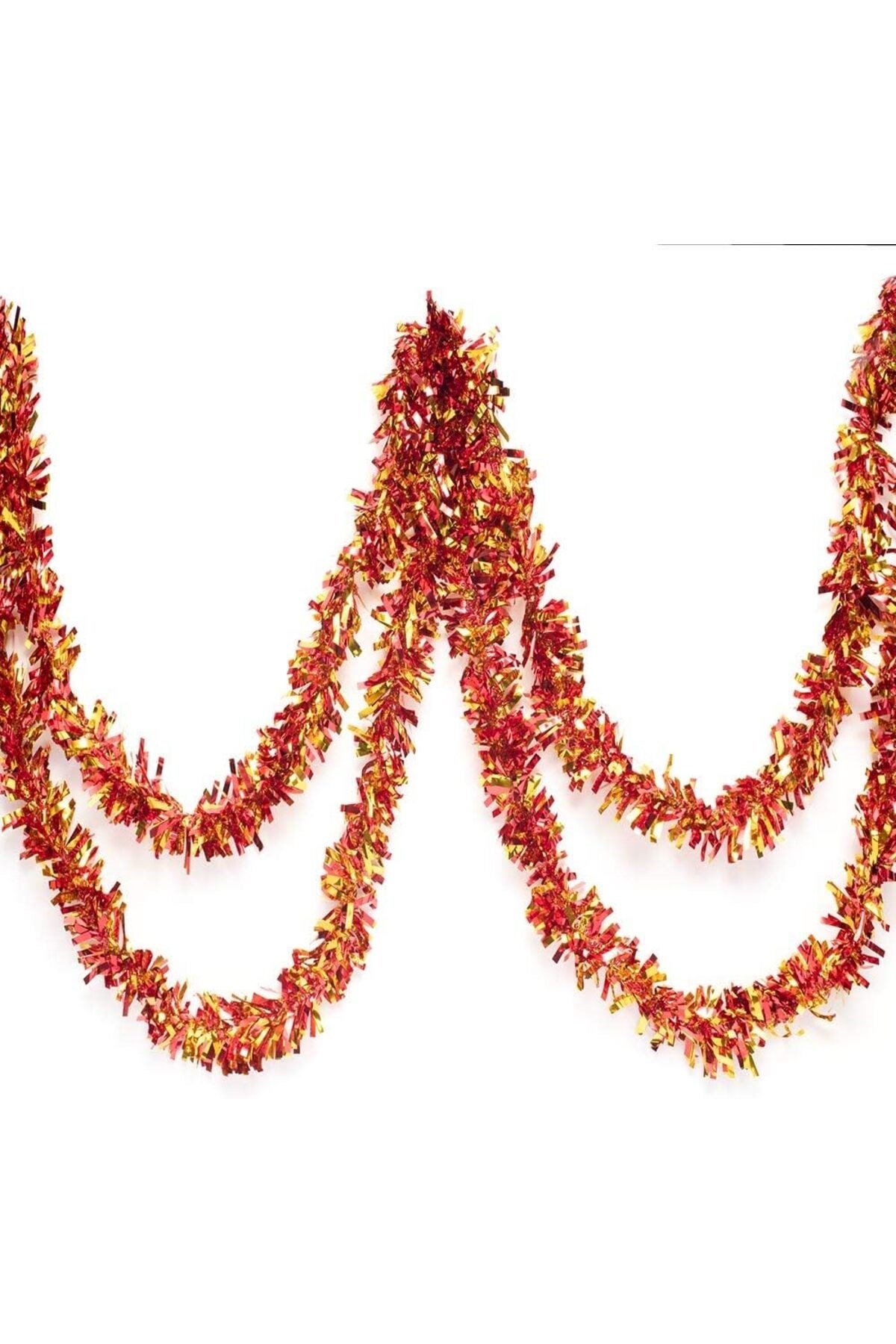 Kırmızı Altın Renk 4 cm Genişlik Garland Çift Renk Sim Süs 180 cm