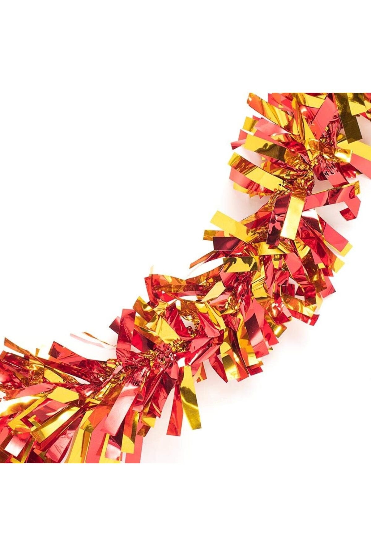 Kırmızı Altın Renk 4 cm Genişlik Garland Çift Renk Sim Süs 180 cm