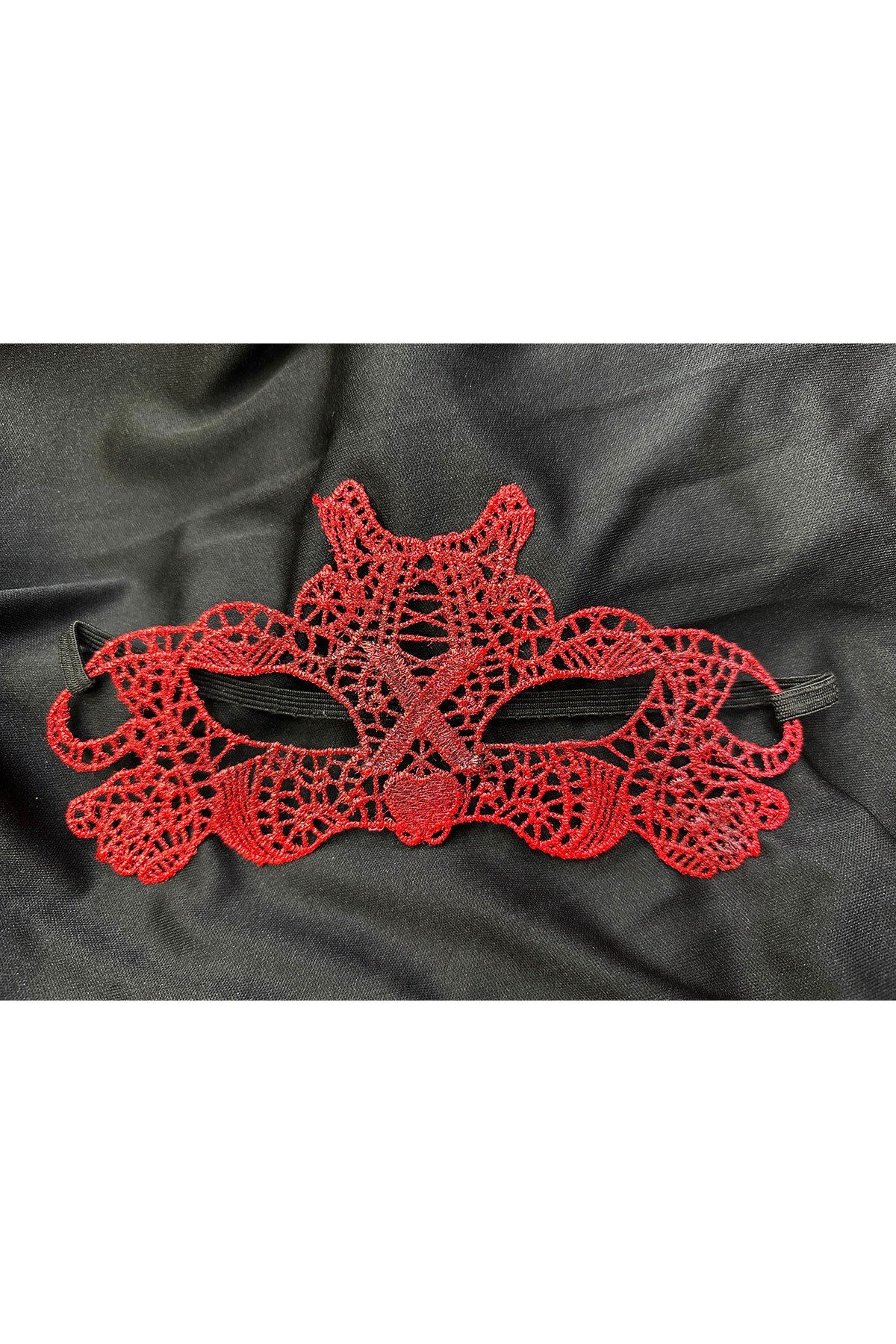 Kırmızı Dantel Masquerade Maskesi Çift Taraflı 10 No