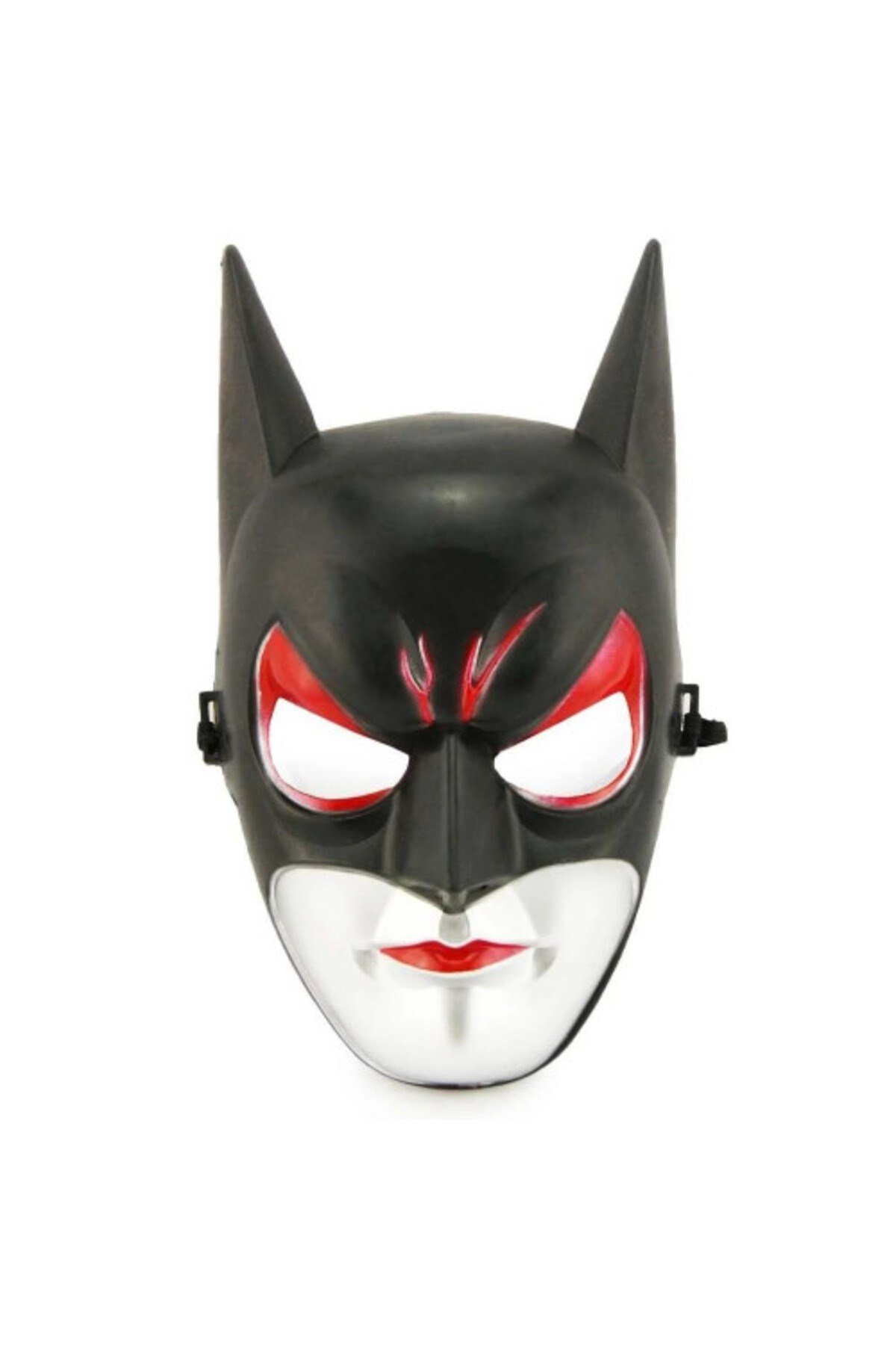 Kırmızı Gözlü Siyah Batman Maske - Lastikli Batgirl Maskesi 28x17 cm