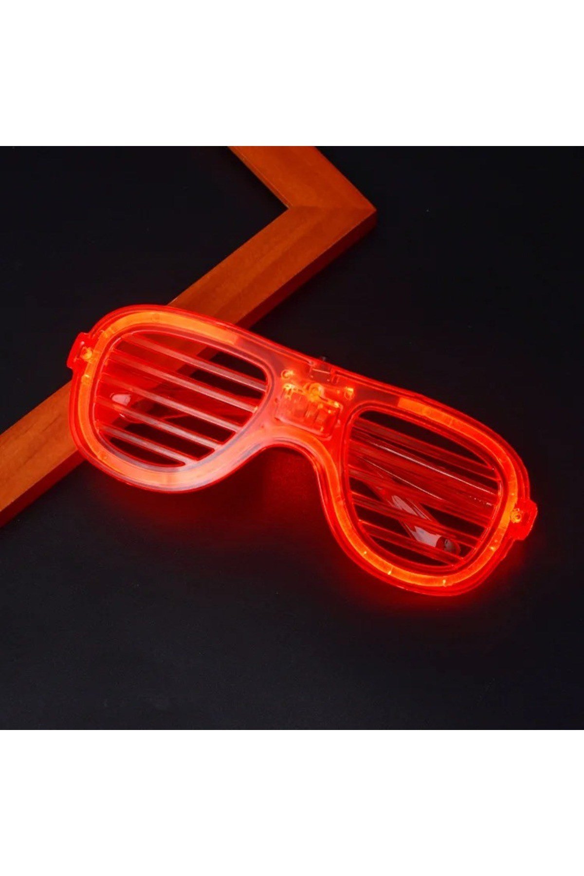 Kırmızı Led Işıklı Parti Gözlüğü - Neon Glow Şerit Gözlük 3 Modlu