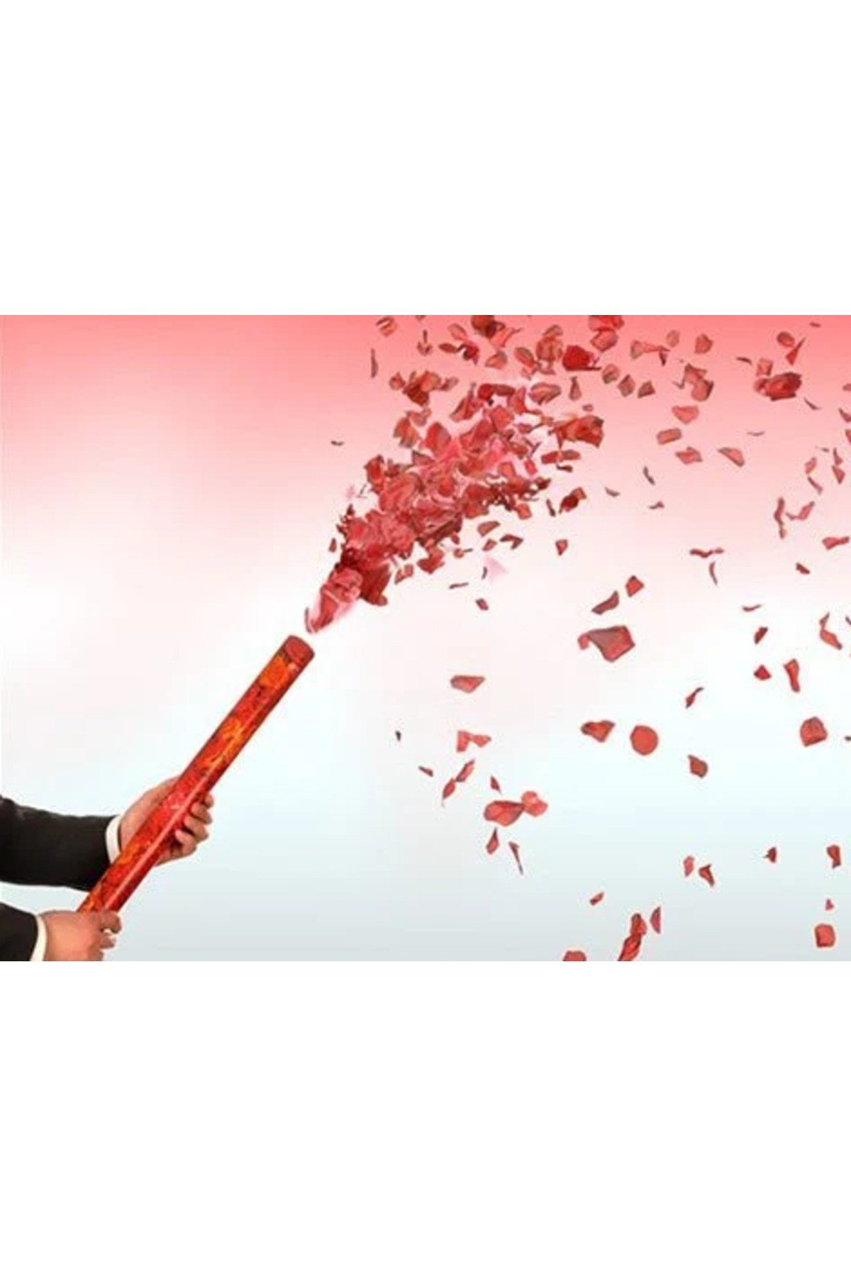 Kırmızı Renk Güllü-Kalpli konfeti 30 cm