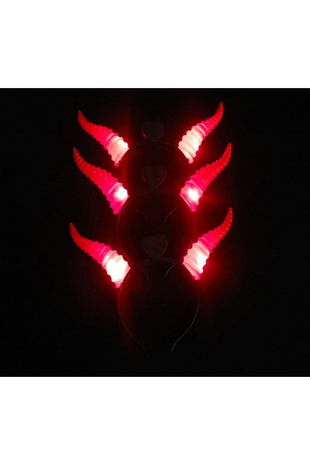 Kırmızı Renk Led Işıklı Kıvrımlı Boynuz Taç 27x18 cm