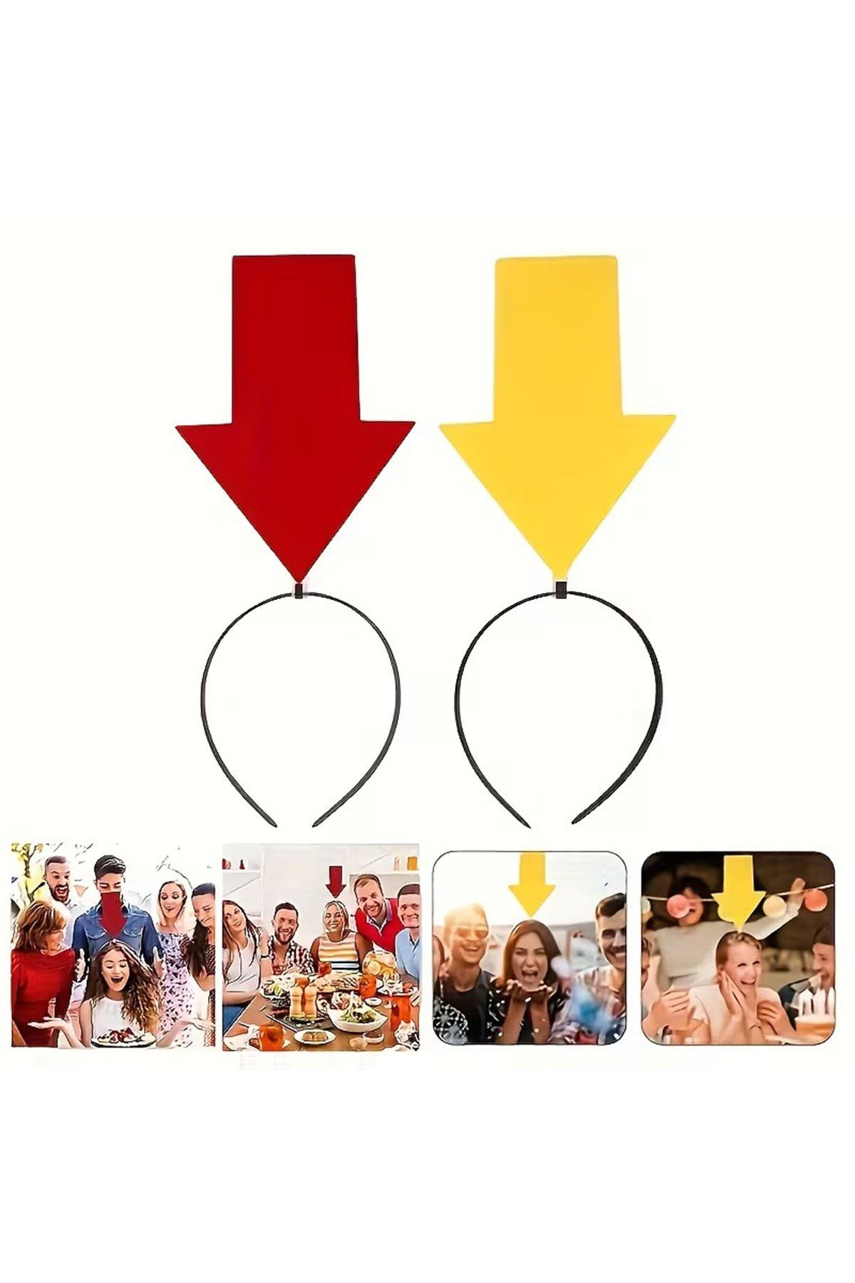 Kişiselleştirilebilir Ok İşaretli Mesaj Tacı (2’li Set Sarı-Kırmızı)