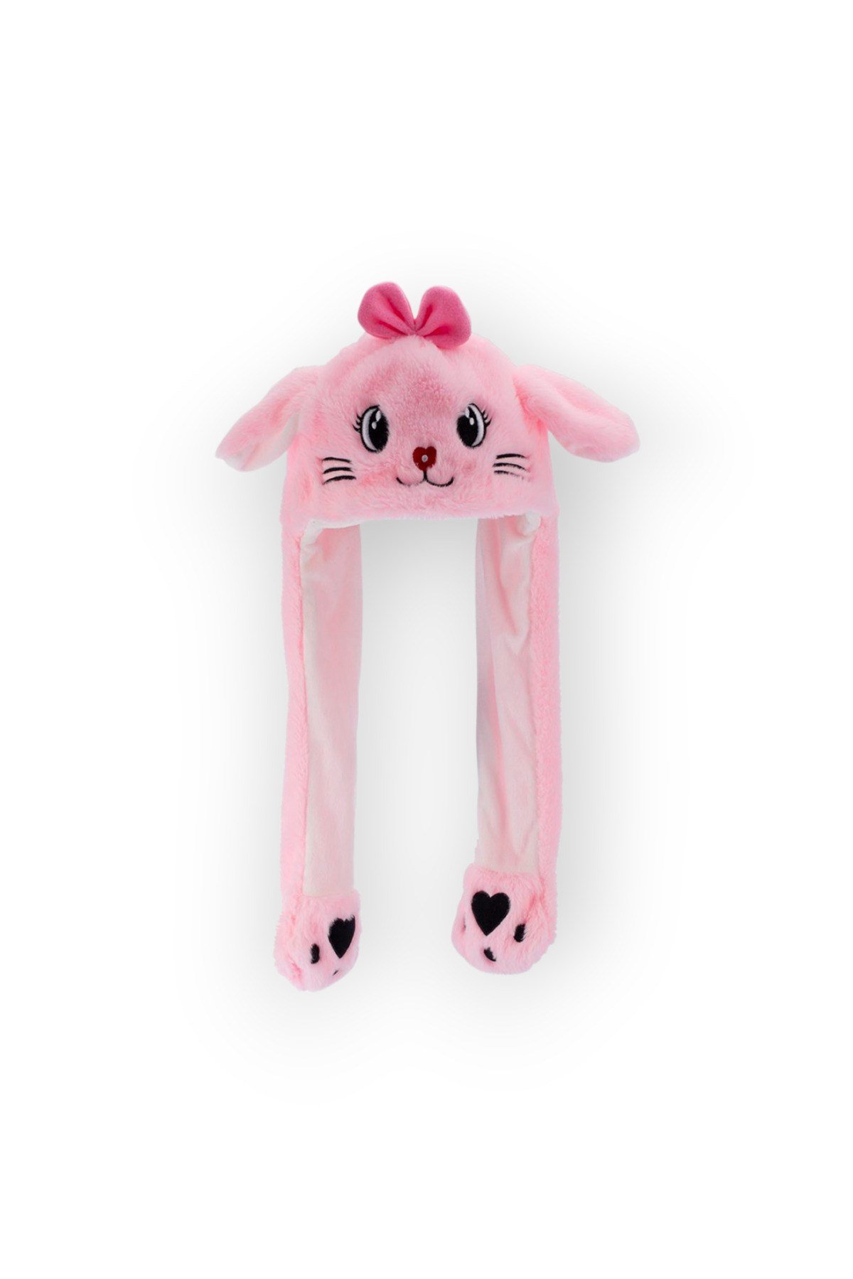 Kitti 3 Mod Işıklı ve Hareketli Kulaklı Peluş Şapka | Polar Astarlı Kışlık Eğlenceli Figürlü Bere