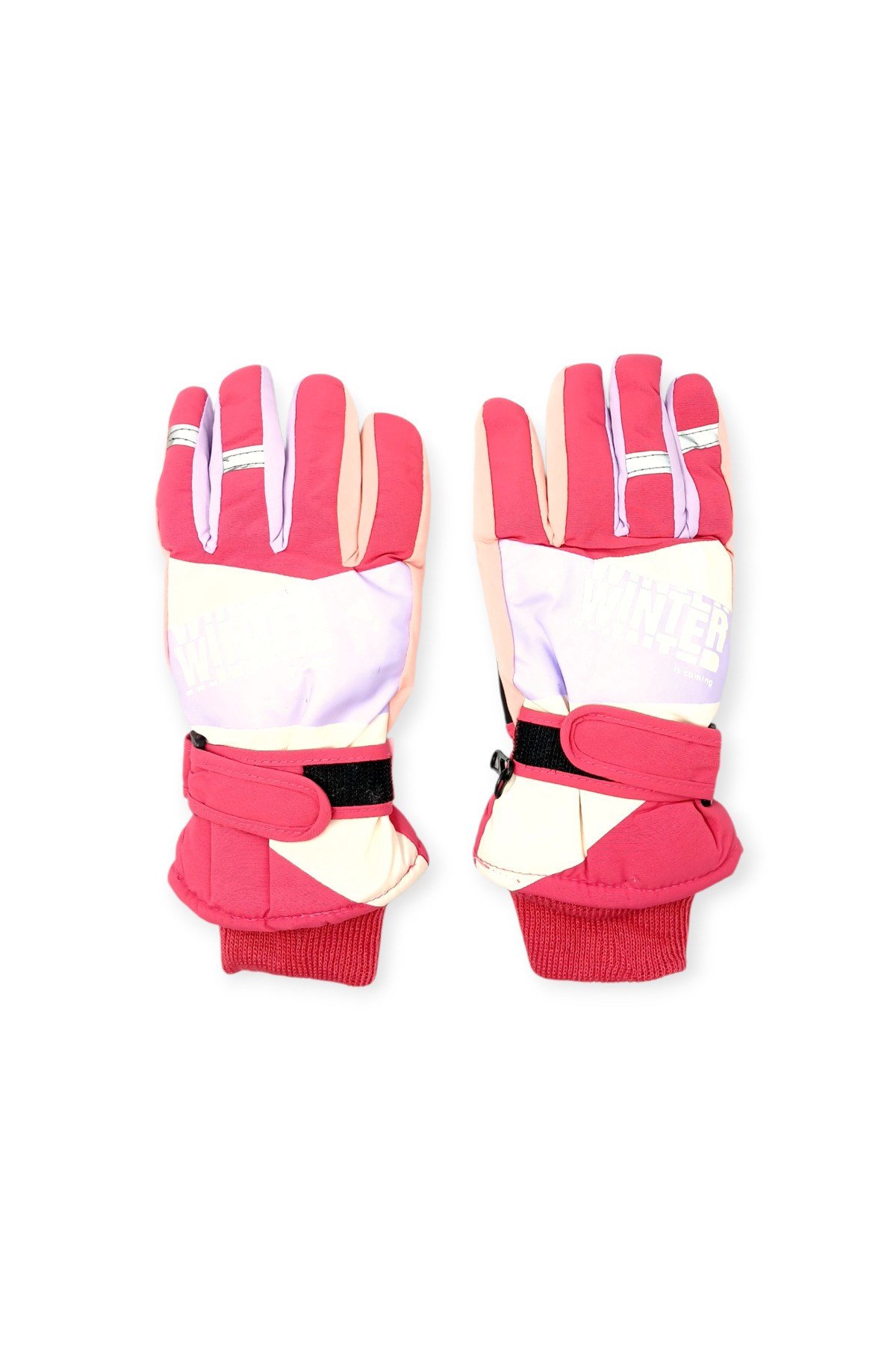 Kitti 7-12 Yaş Reflektörlü Unisex Çocuk Kayak Eldiveni Su Geçirmez Polarlı Junior Kar Eldiveni