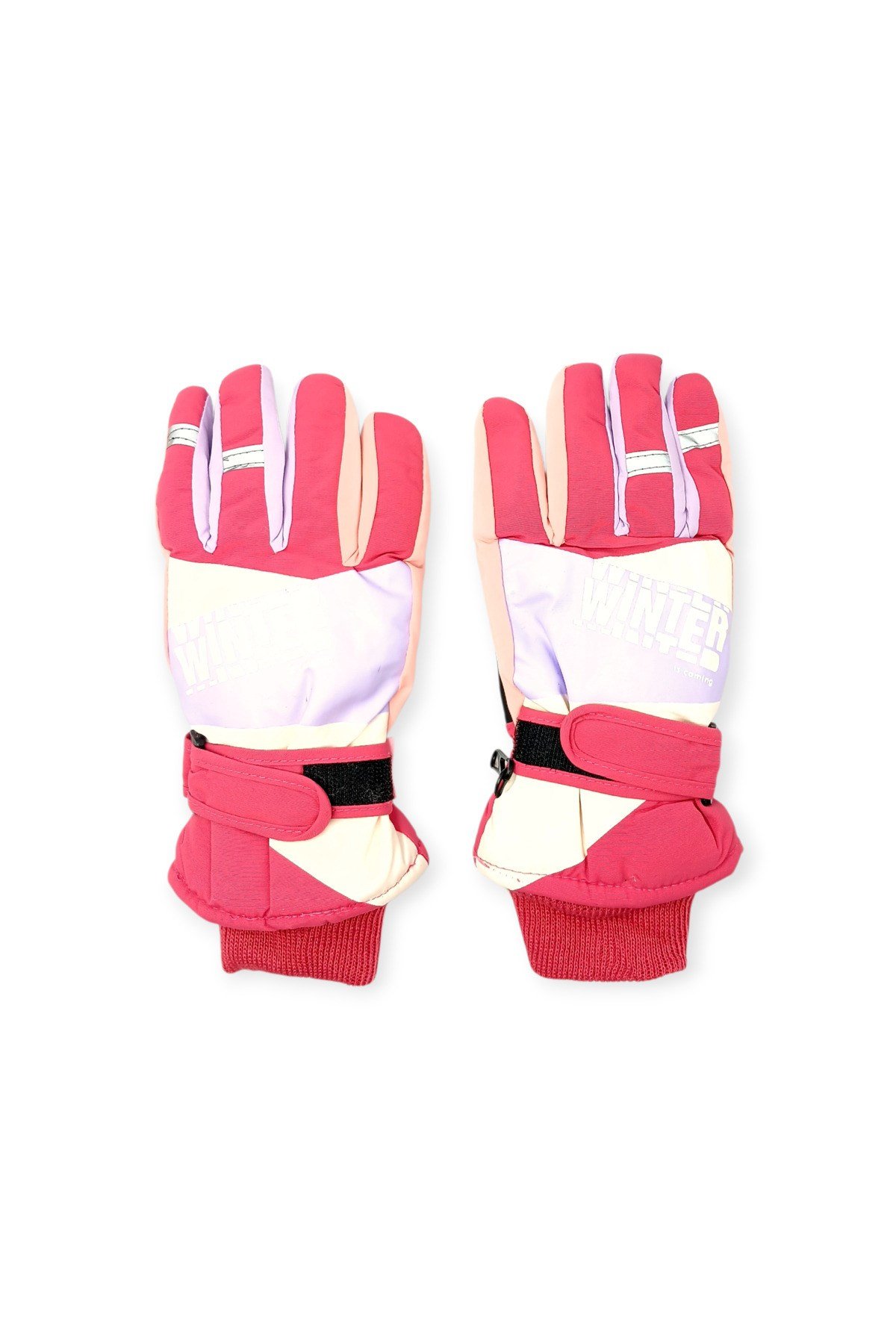 Kitti 7-12 Yaş Reflektörlü Unisex Çocuk Kayak Eldiveni Su Geçirmez Polarlı Junior Kar Eldiveni