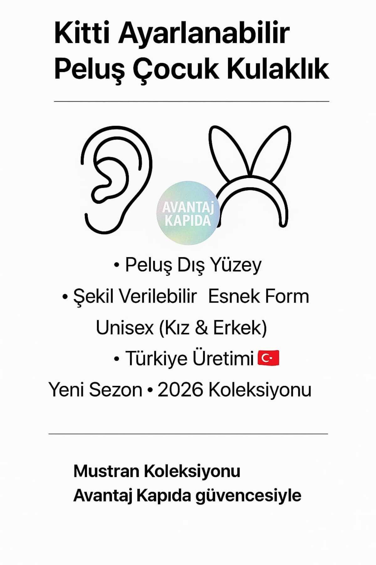 Kitti Ayarlanabilir Peluş Çocuk Kulaklık | Esnek Tel Yapı – Şekil Verilebilir Tavşan Kulaklı |