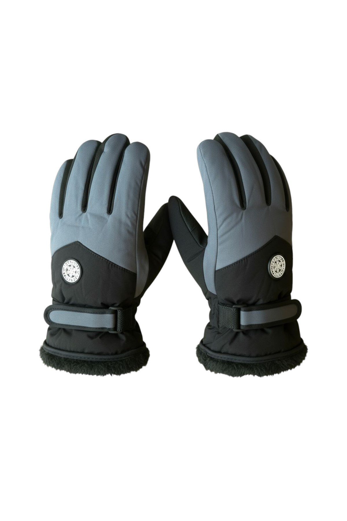 L-XL Geniş Kalıp İçi Kalın Kürklü Kışlık Kar Kayak Motosiklet Bisiklet Outdoor Eldiven