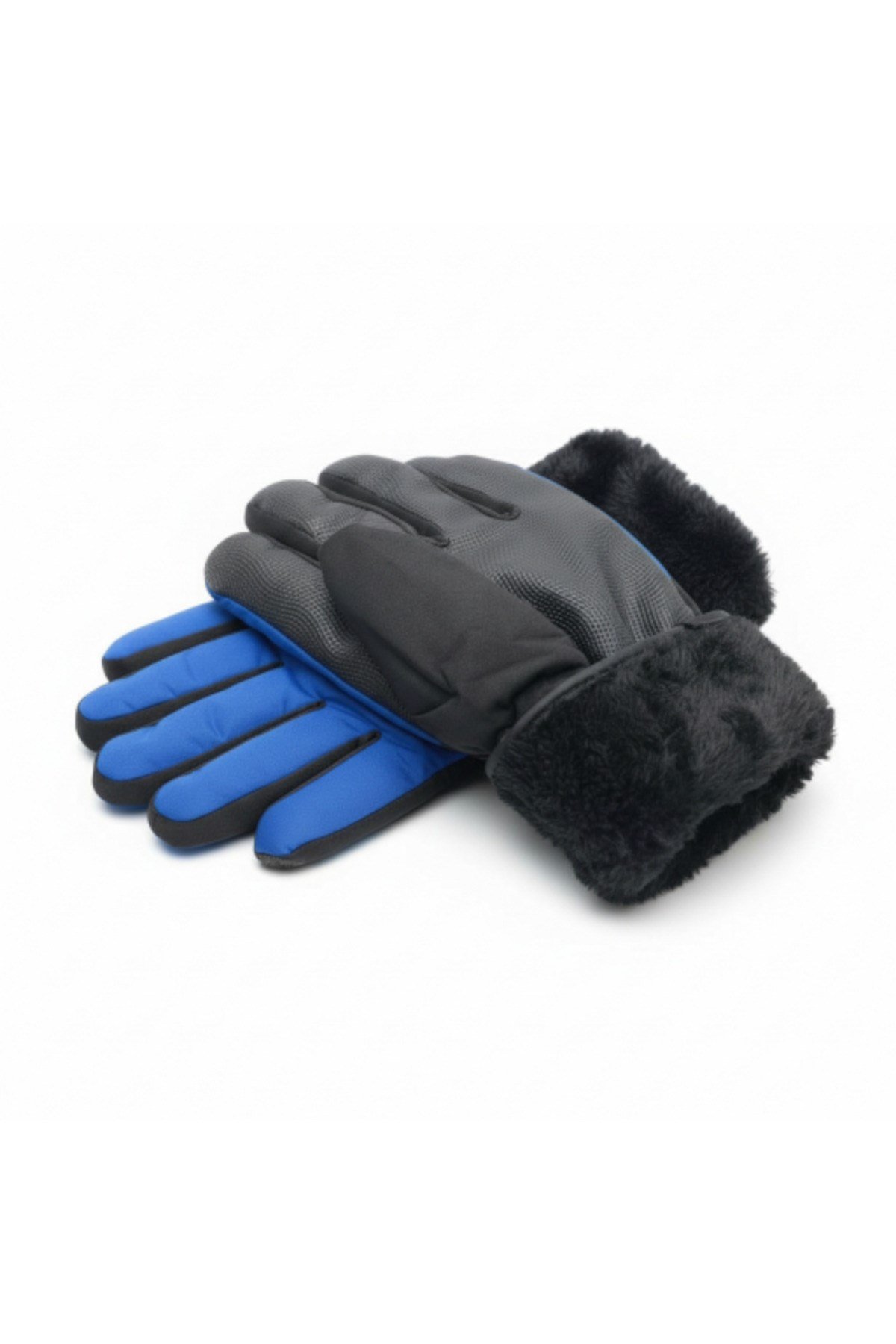 L-XL Geniş Kalıp İçi Kalın Kürklü Kışlık Kar Kayak Motosiklet Bisiklet Outdoor Eldiven