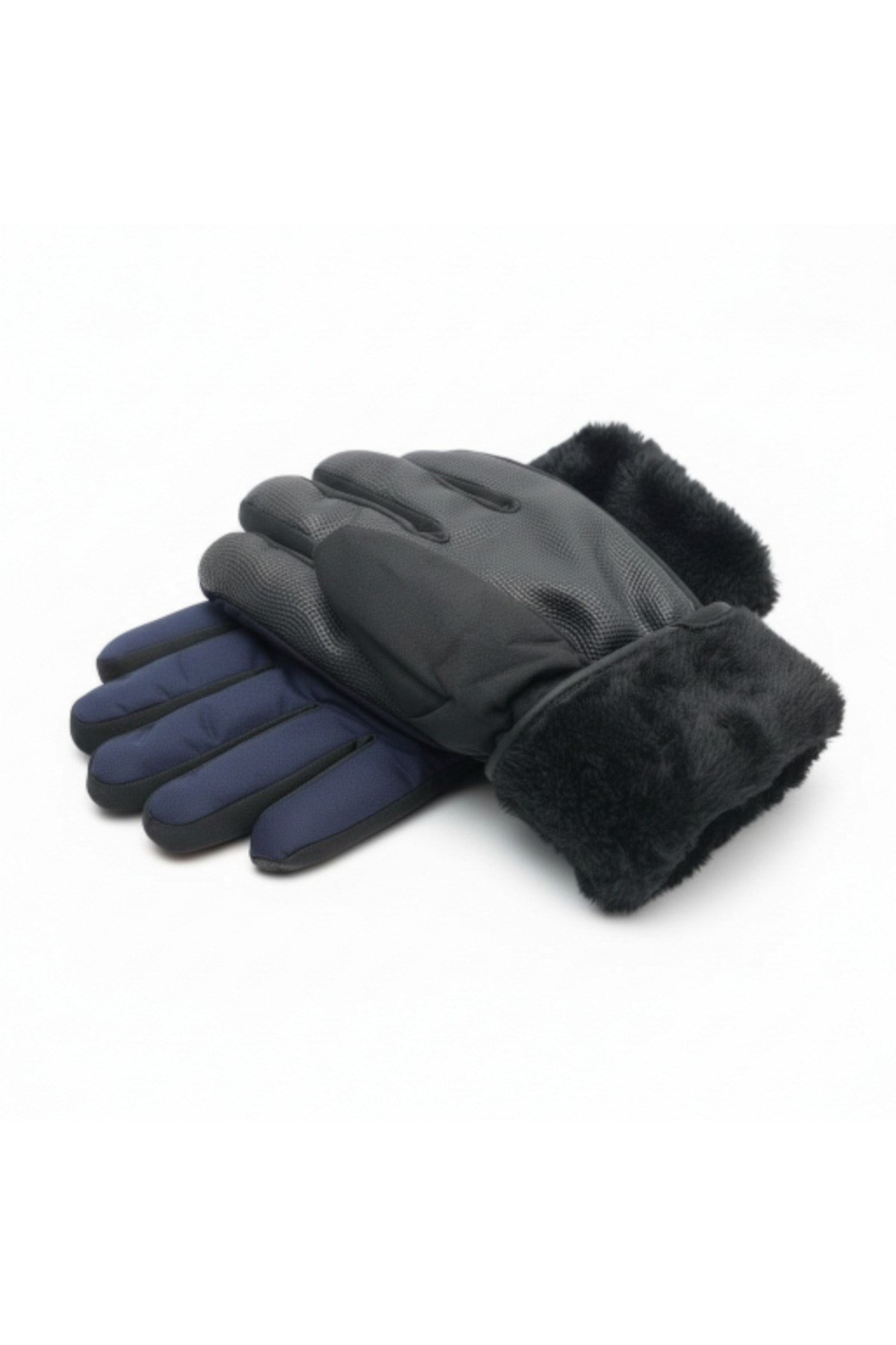 L-XL Geniş Kalıp İçi Kalın Kürklü Kışlık Kar Kayak Motosiklet Bisiklet Outdoor Eldiven