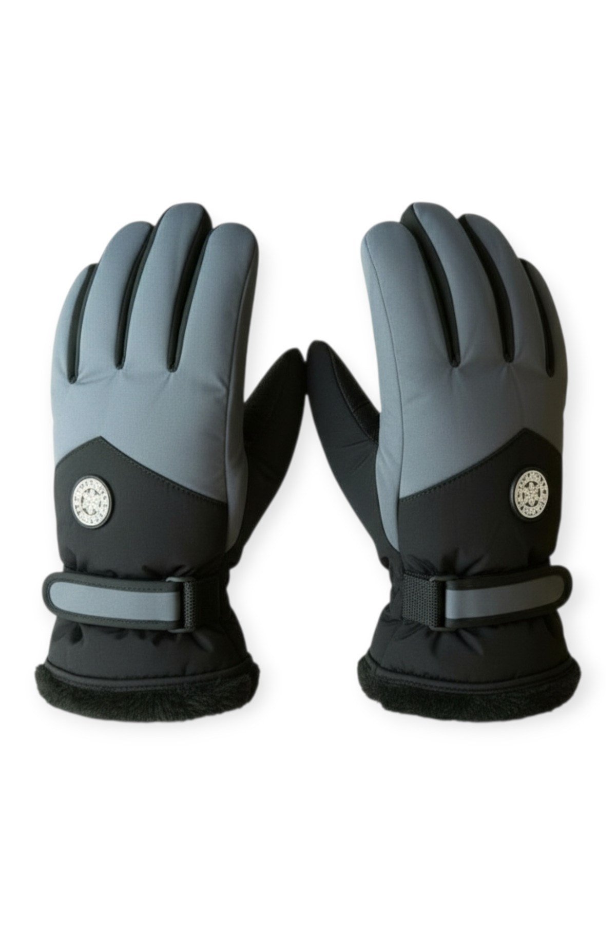 L-XL Geniş Kalıp İçi Kalın Kürklü Kışlık Kar Kayak Motosiklet Bisiklet Outdoor Eldiven