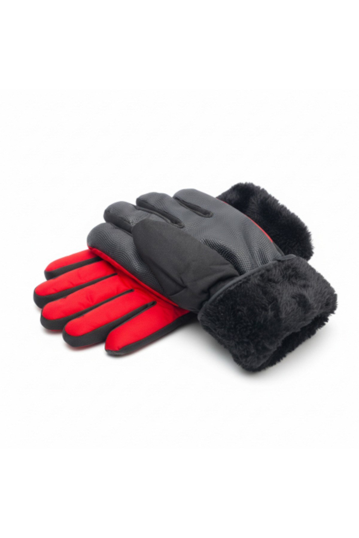 L-XL Geniş Kalıp İçi Kalın Kürklü Kışlık Kar Kayak Motosiklet Bisiklet Outdoor Eldiven