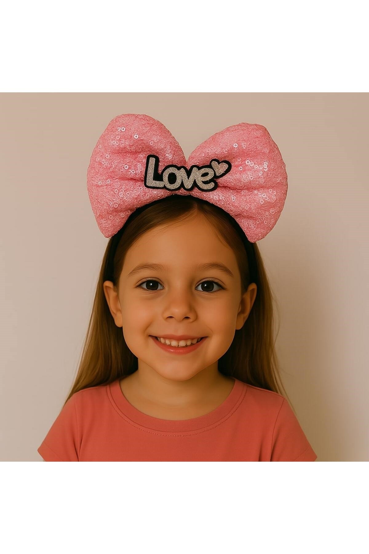 LED Işıklı Love Yazılı Fuşya Fiyonk Taç – Kız Çocuk Parti Tacı