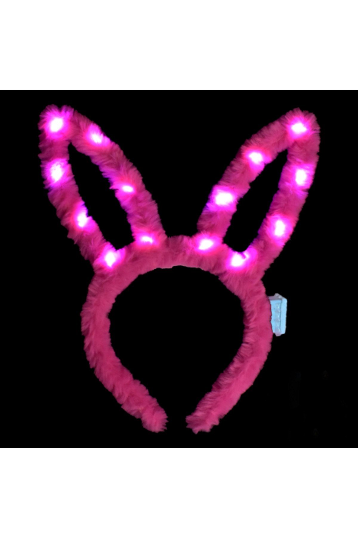 Led Işıklı Peluş Pofuduk Tavşan Kulak Tavşan Taç Şeker Pembesi 17X23 cm