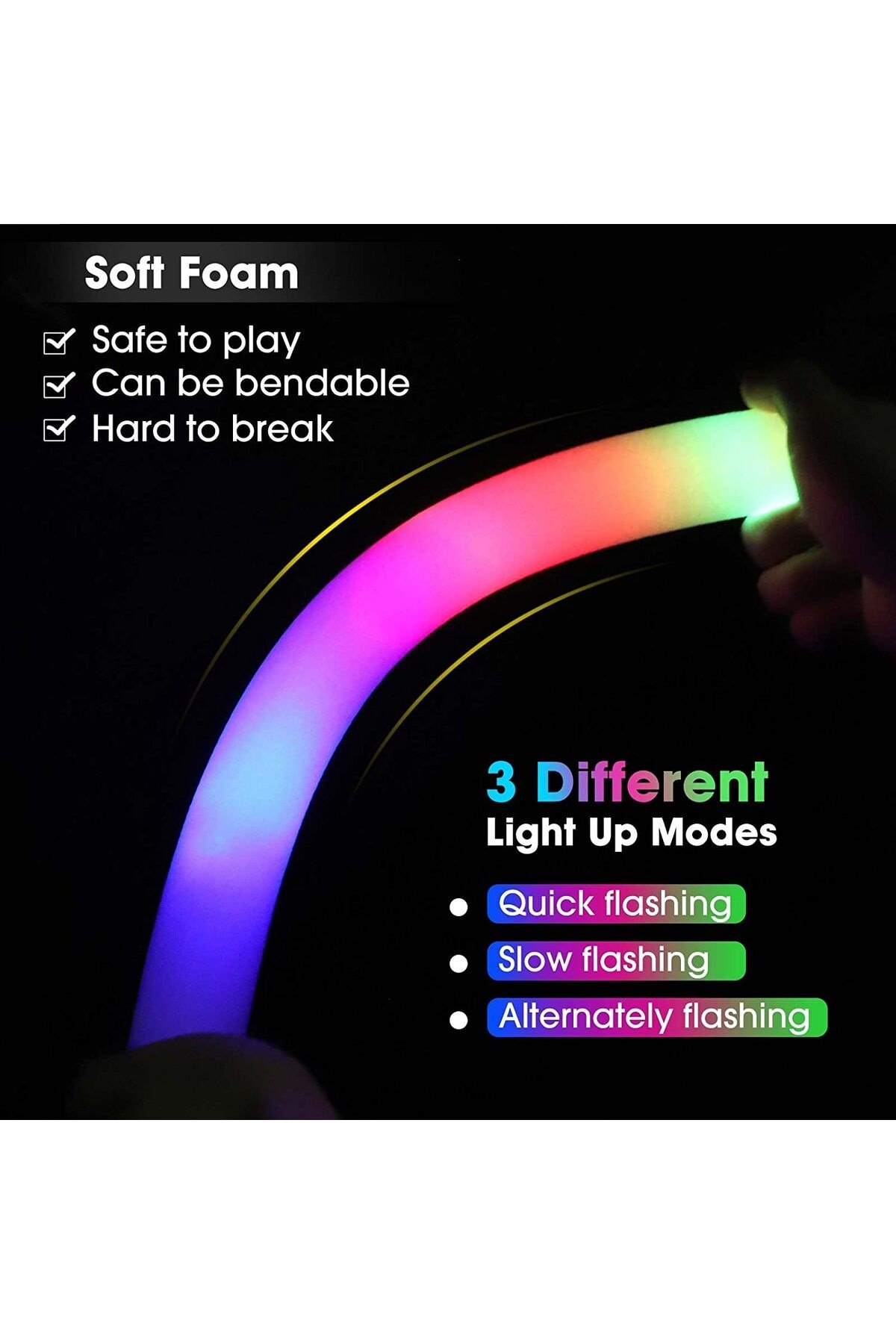 Led Işıklı Rengarenk Sünger Parti Çubuk Işıklı Kauçuk Sopa 46 cm
