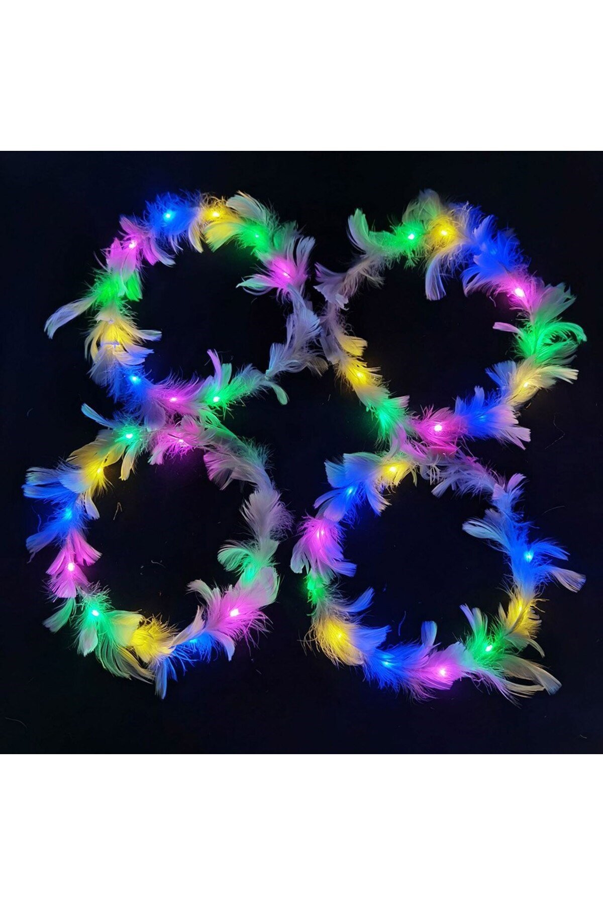 Led Işıklı Rengarenk Yanan 3 Fonksiyonlu Otrişli Parti Tacı Renkli 12x12 cm