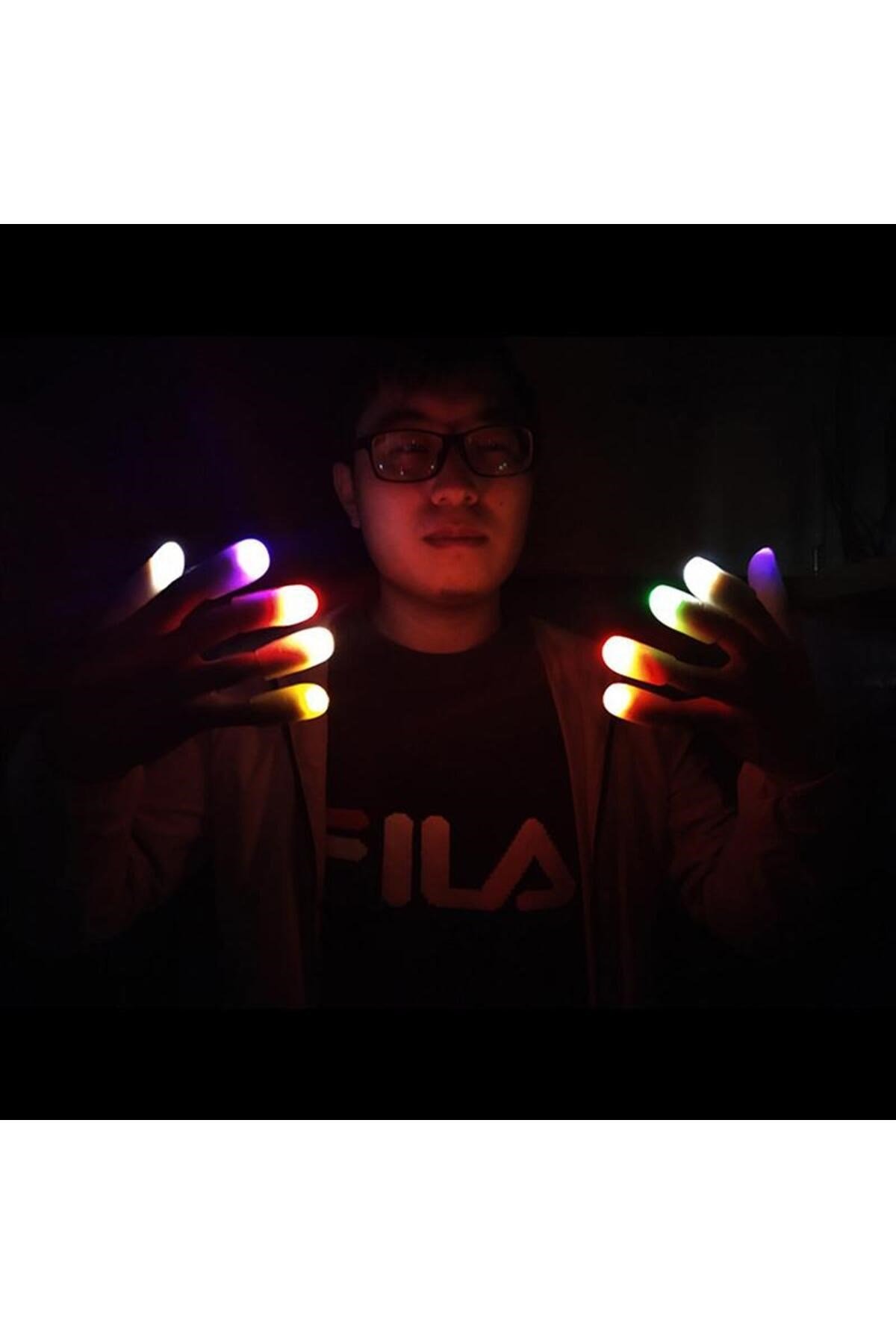 Led Işıklı Renkli Sihirli Parmak Işıklı Parmak Şaka Parmak 1 Adet