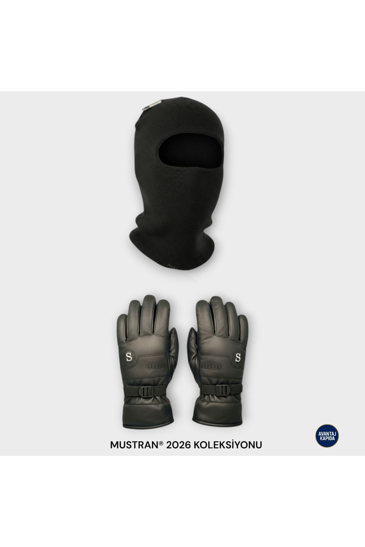 L/XL Kış Seti | İçi Kürklü Deri Motosiklet Kayak Eldiveni -Çift Katlı Termal Kar Maskesi |Dokunmatik