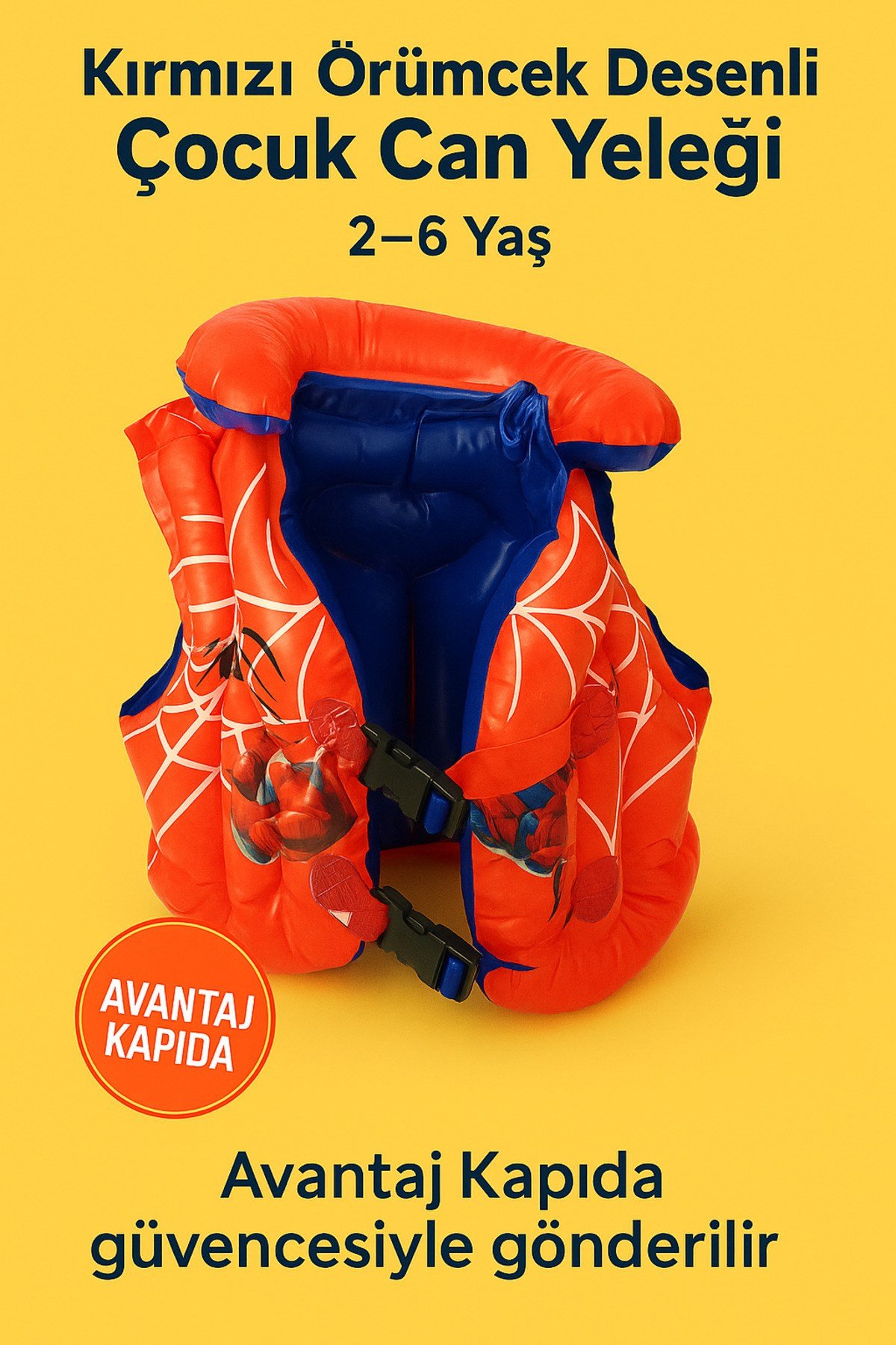 Mavi Desenli Çocuk Şişme Yüzme Can Kurtaran Yeleği | 2–6 -8 Yaşa Kadar Uyumlu 25kg