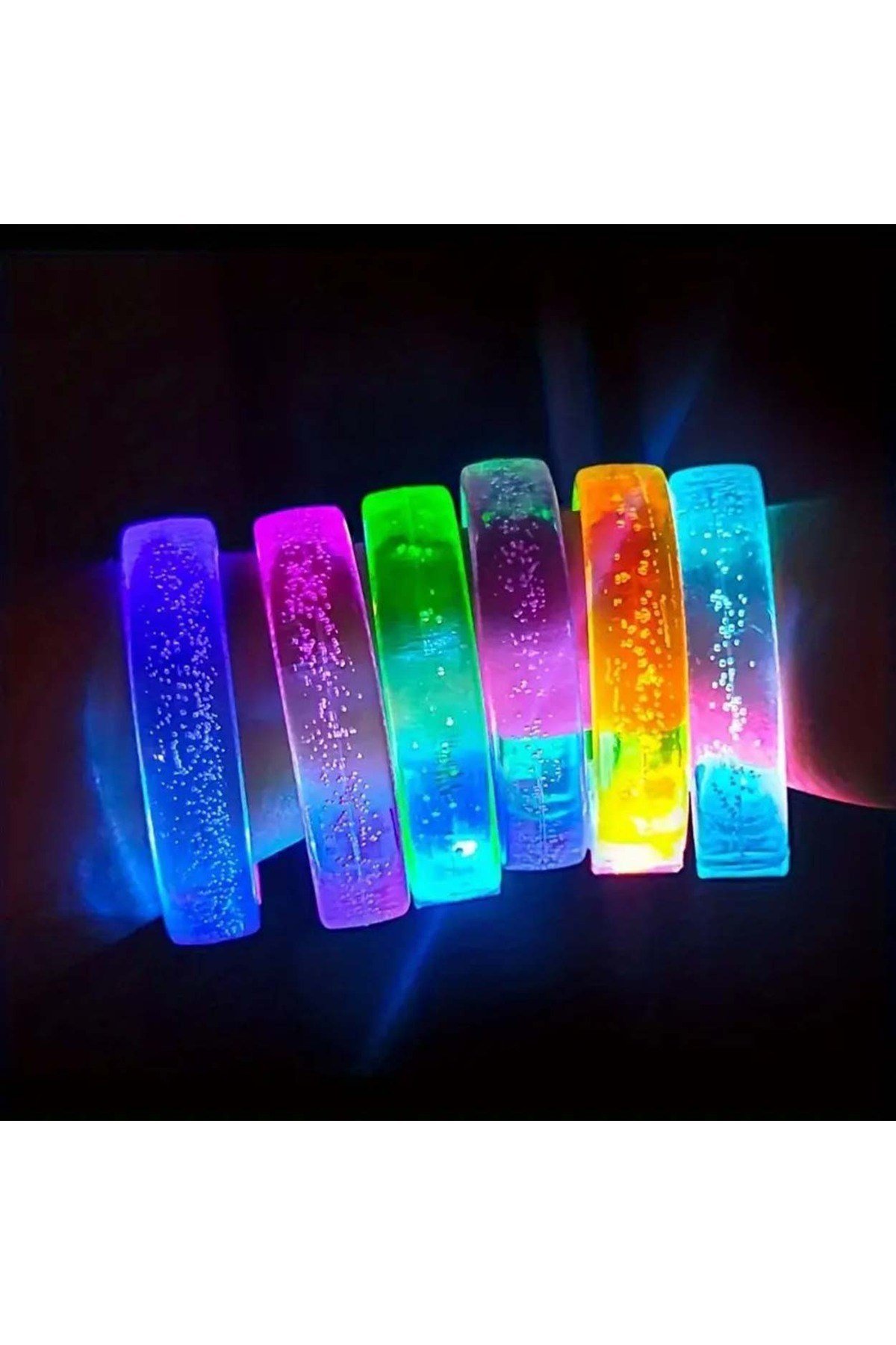 Mavi Led Işıklı Baskı Yapılabilen Pilli Bileklik Bilezik 1,5 cm Genişlik