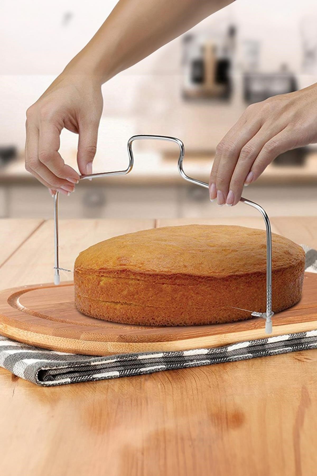 Metal Pasta Kesme Aparatı 30 cm Kek Ekmek Katman Dilimleme Bıçağı