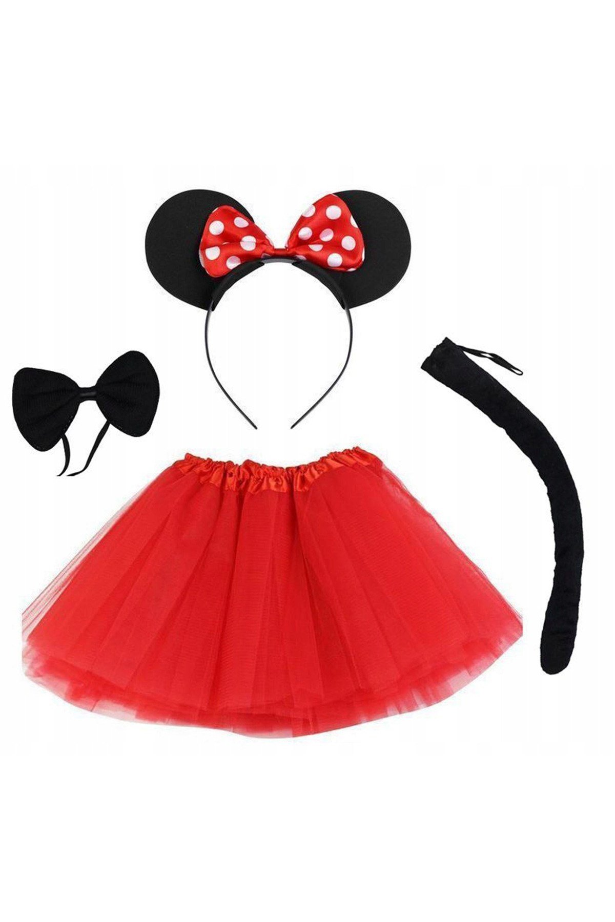 Minnie Mouse Kostüm Seti Etek Taç Kuyruk Papyon Gösteri Seti