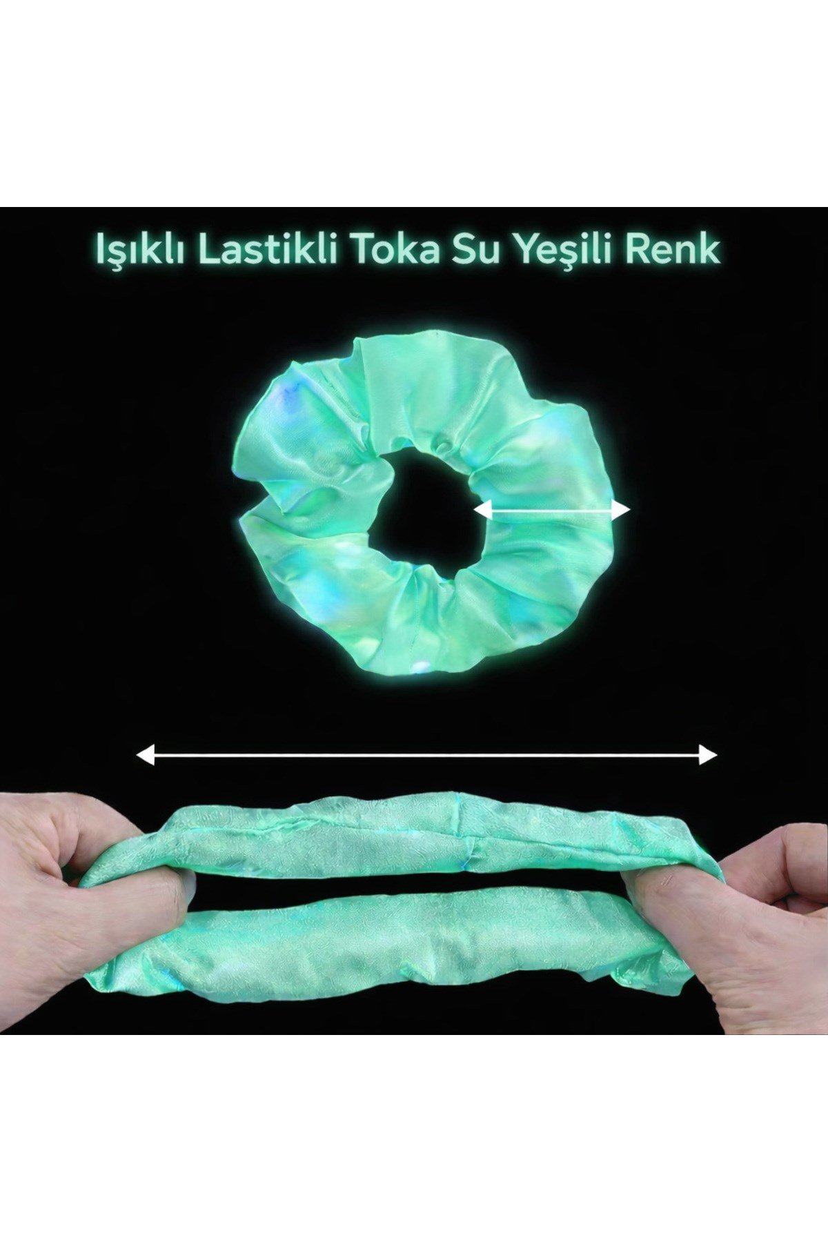 Mint Yeşili Renk Led Işıklı Lastikli Saç Tokası - 3 Modlu Festival & Parti Saç Tokası