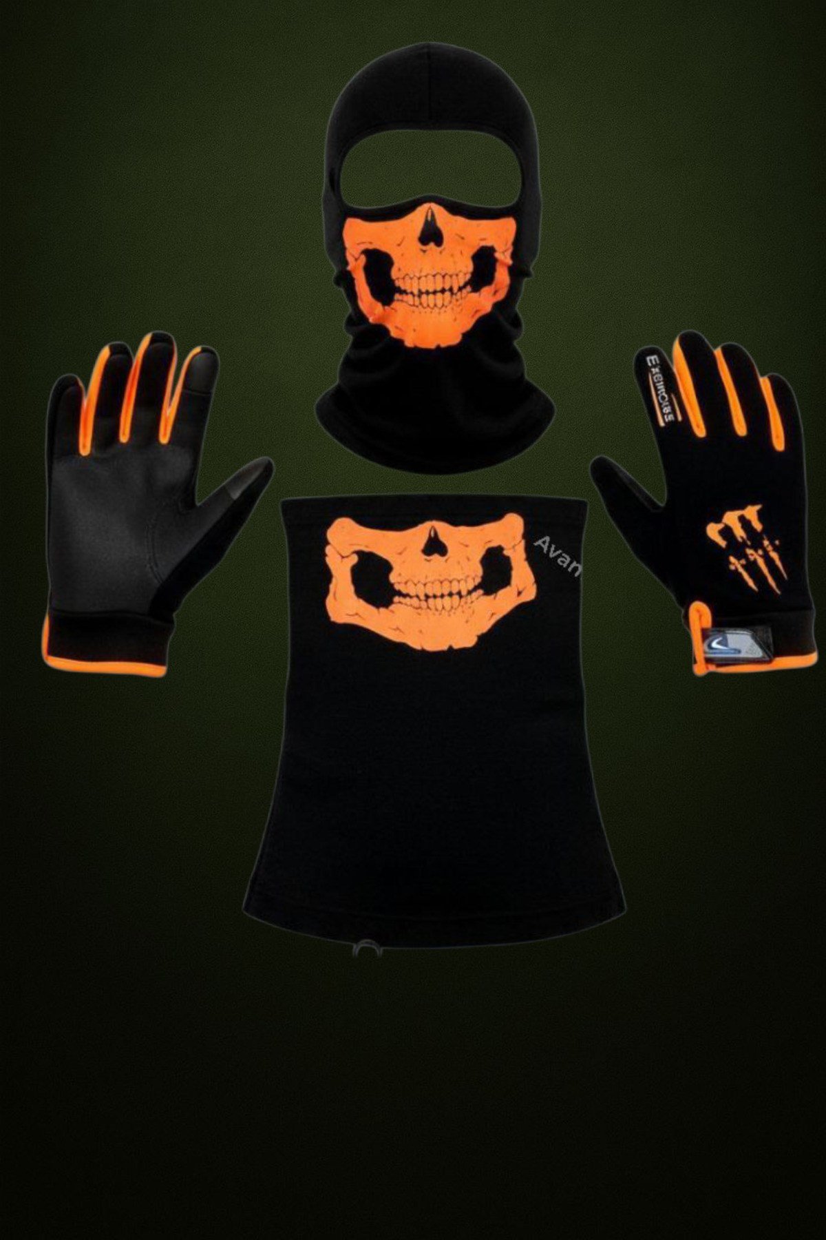 Motosiklet Eldiveni + Balaklava Maske + Boyunluk 3’lü Set Kışlık Termal Kaymaz Tutucu Unisex