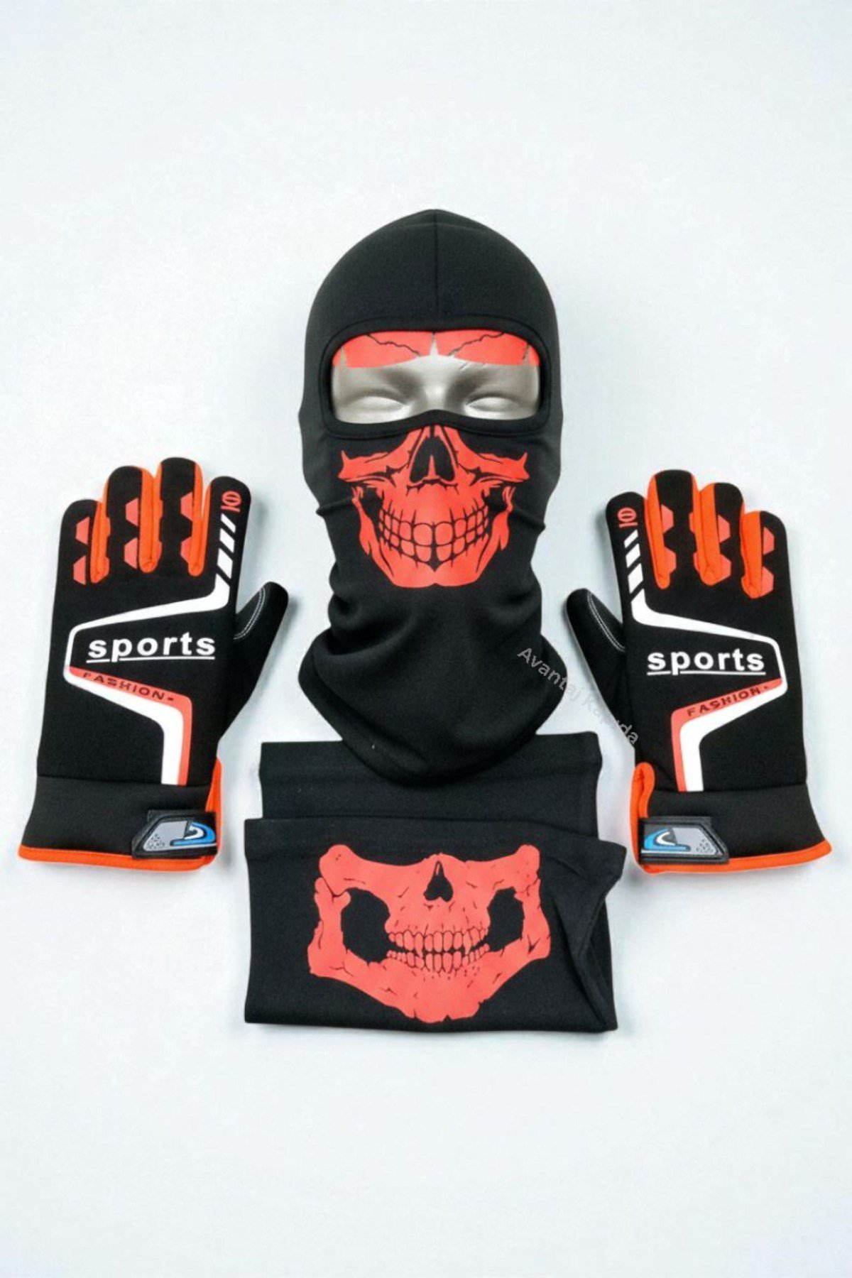 Motosiklet Eldiveni + Balaklava Maske + Boyunluk 3’lü Set Kışlık Termal Kaymaz Tutucu Unisex